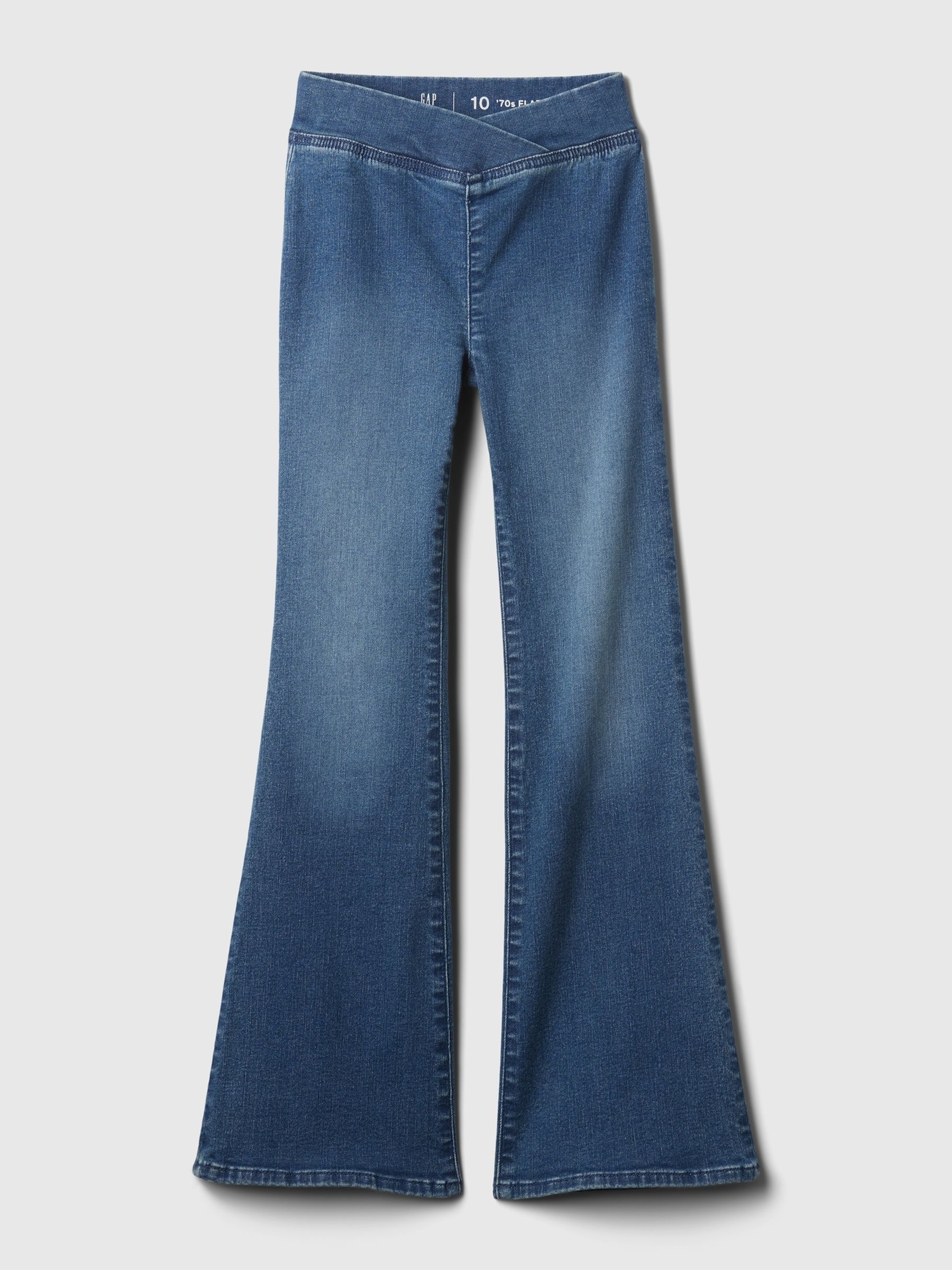 Mid-Wash Blue High Waisted Crossover Flare Jeans (5-13yrs) - Image 5 of 5