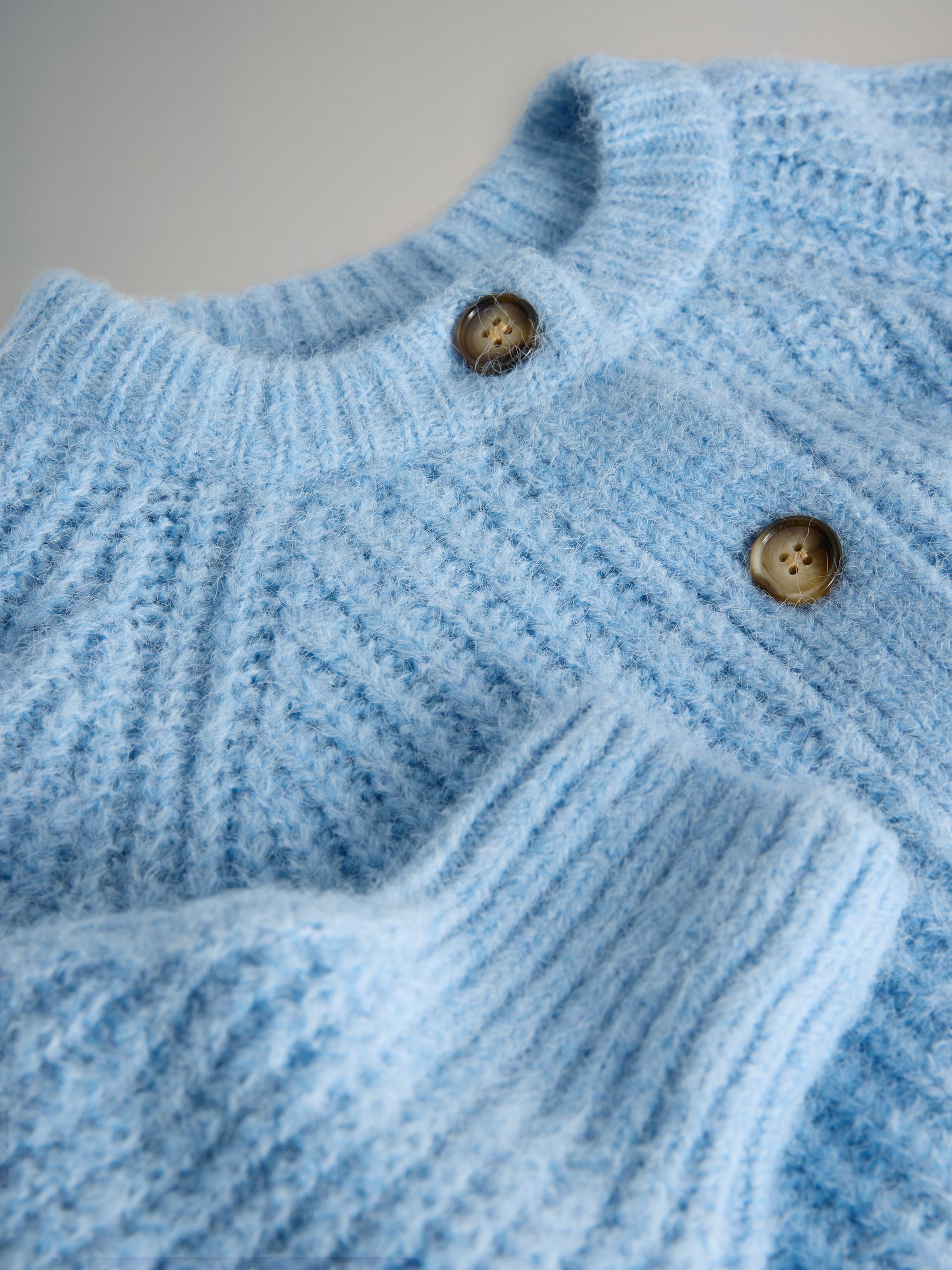 Grey Marl/Light Blue 2 Pack Ribbed Chunky Knitted Cardigans - Image 6 of 6