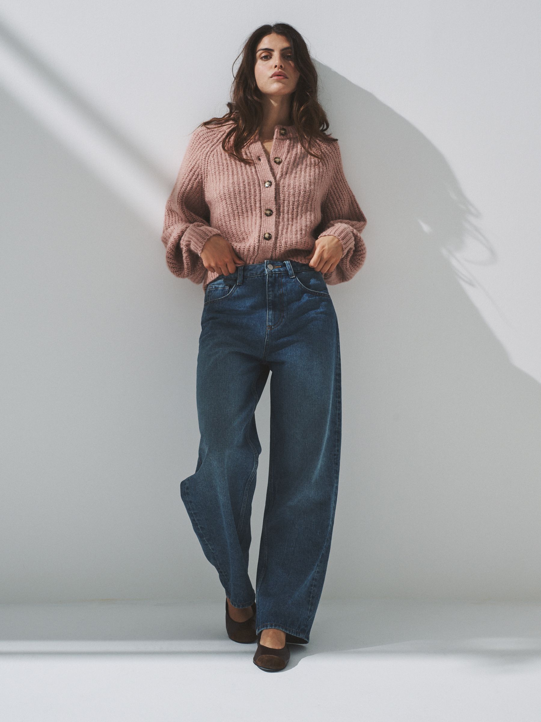 Oatmeal/Pink 2 Pack Ribbed Chunky Knitted Cardigans - Image 1 of 6