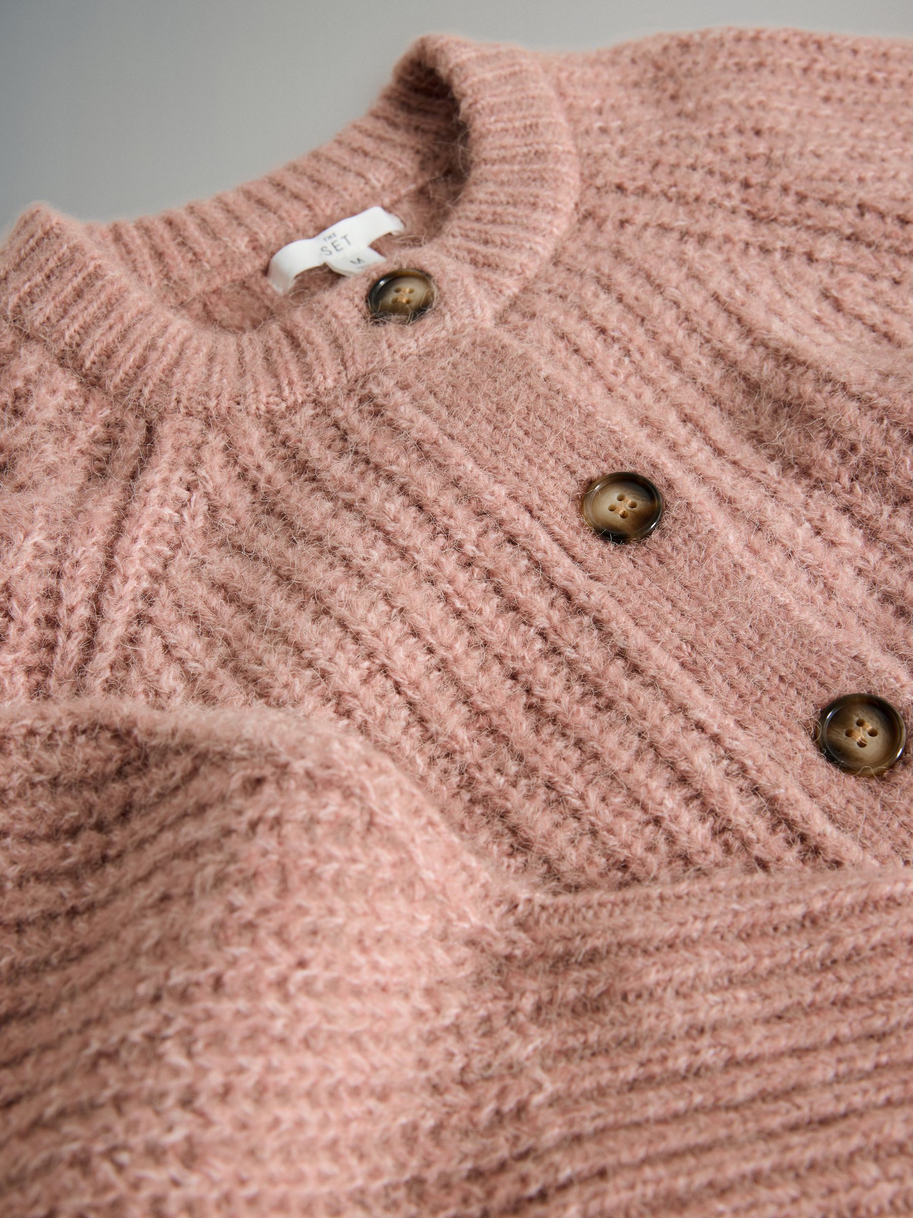 Oatmeal/Pink 2 Pack Ribbed Chunky Knitted Cardigans - Image 6 of 6