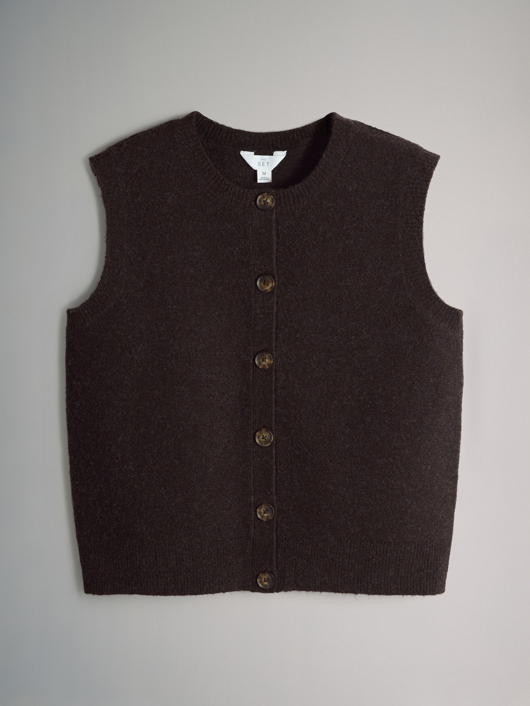 2 Pack Knitted Waistcoat With Wool Cream/Chocolate Brown Marl - Image 5 of 6