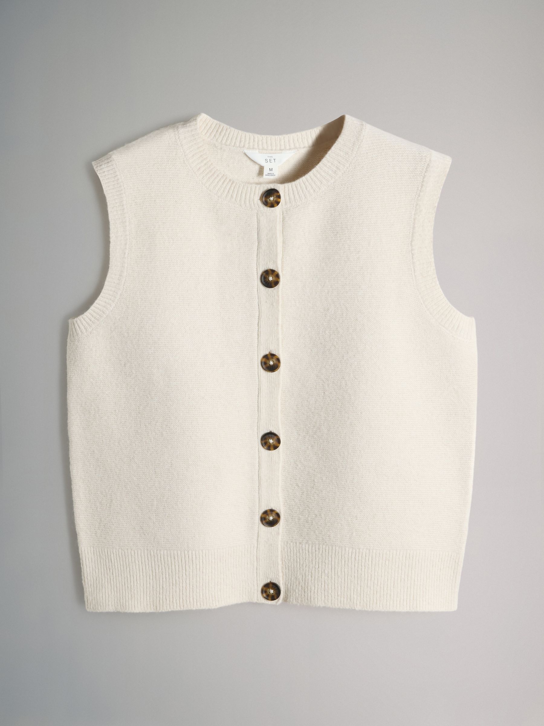 2 Pack Knitted Waistcoat With Wool Cream/Chocolate Brown Marl - Image 6 of 6
