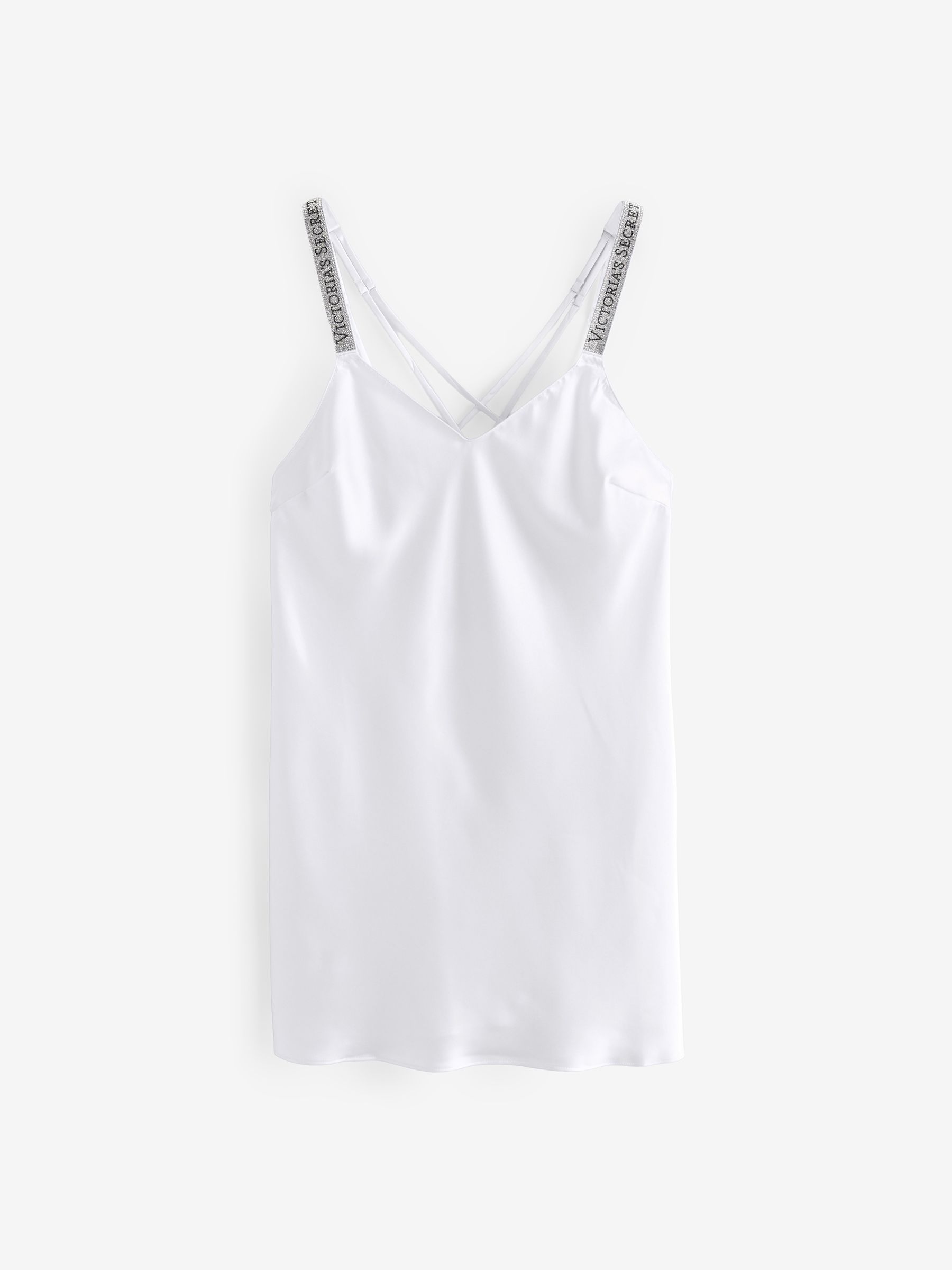 Coconut White Shine Satin Strappy Back Slip - Image 1 of 3