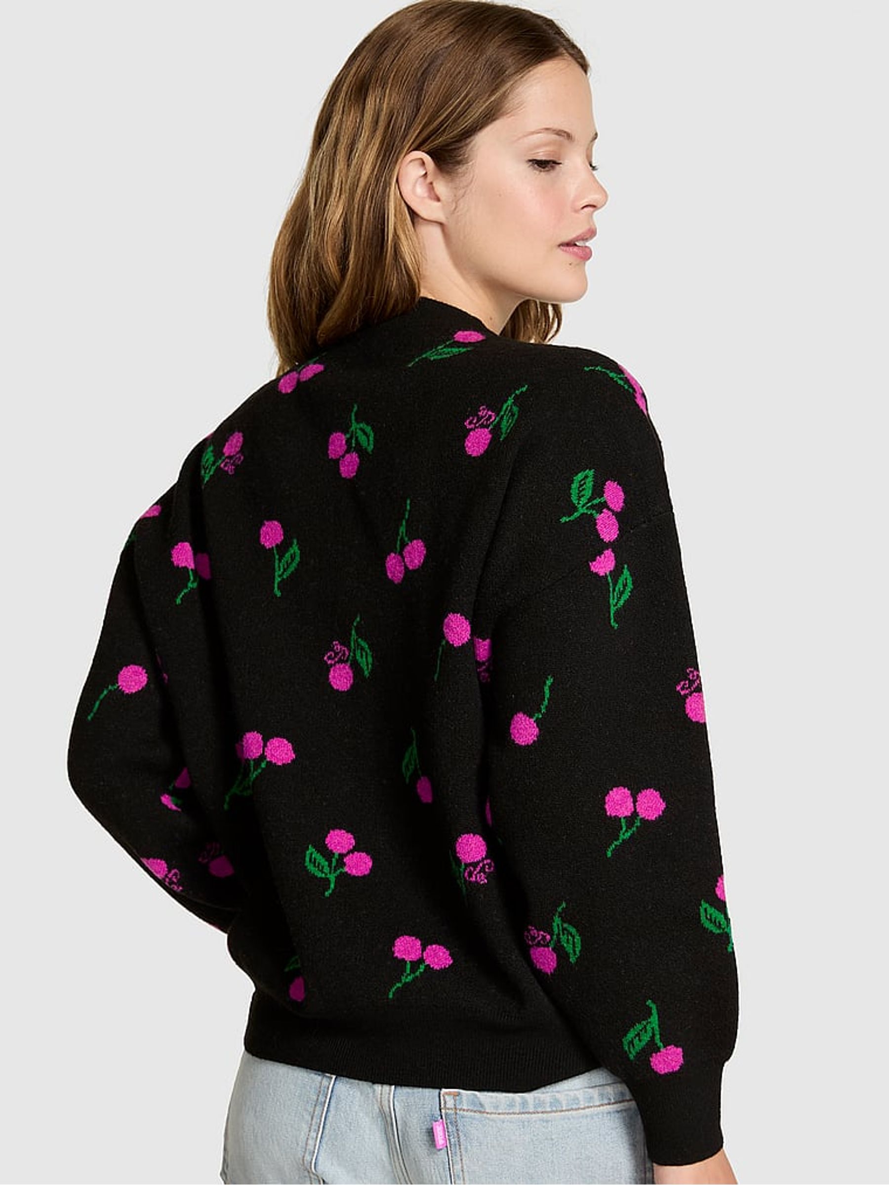 Black Cherry Print Oversized Sweatshirt - Image 2 of 2