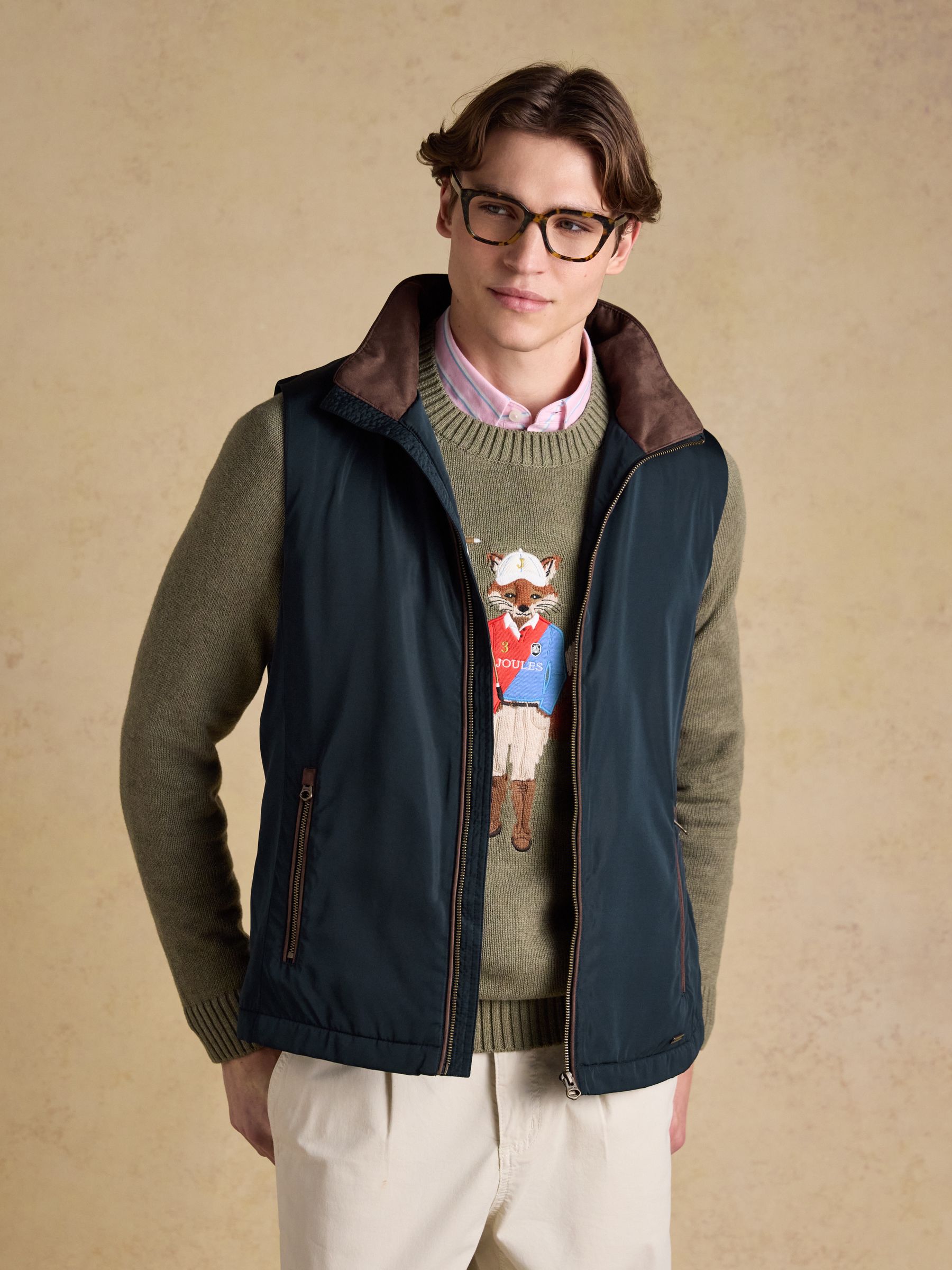 Farnham Navy Blue Padded Fleece Lined Gilet - Image 9 of 11