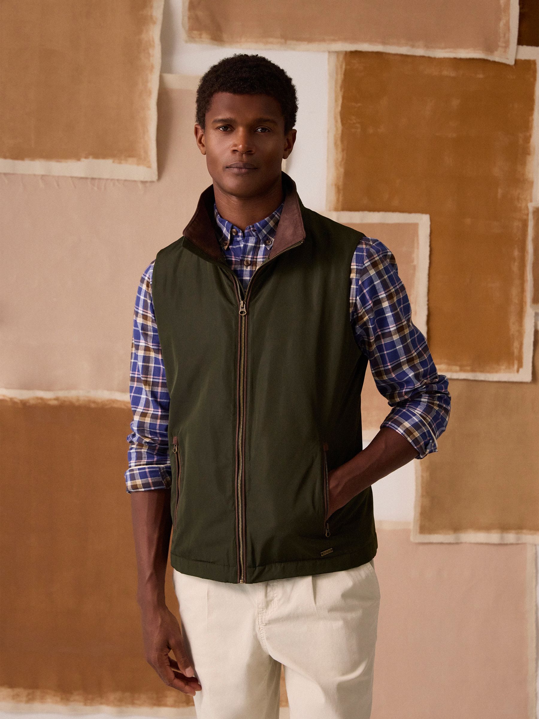 Farnham Khaki Green Padded Fleece Lined Gilet - Image 1 of 11