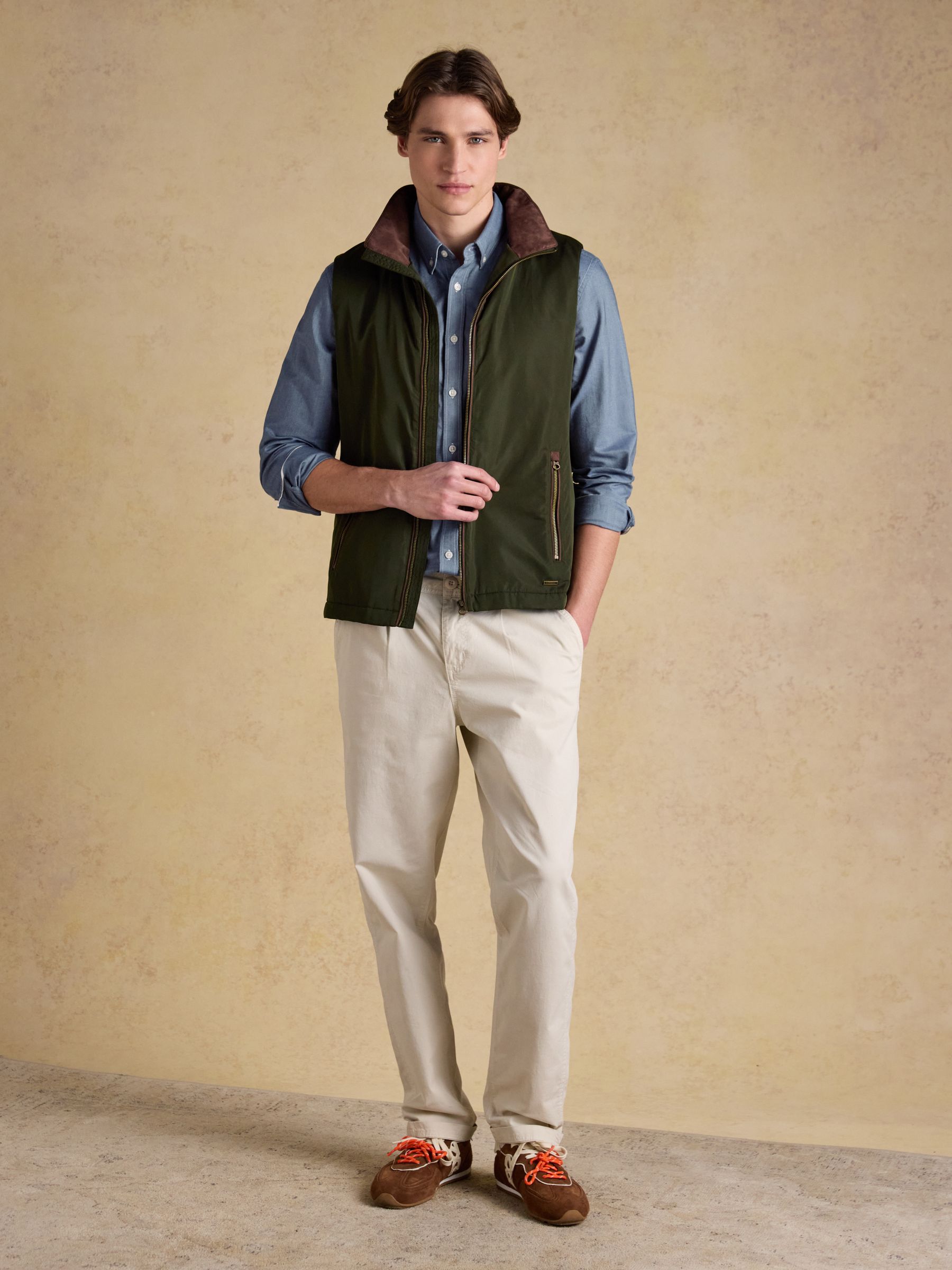 Farnham Khaki Green Padded Fleece Lined Gilet - Image 5 of 11