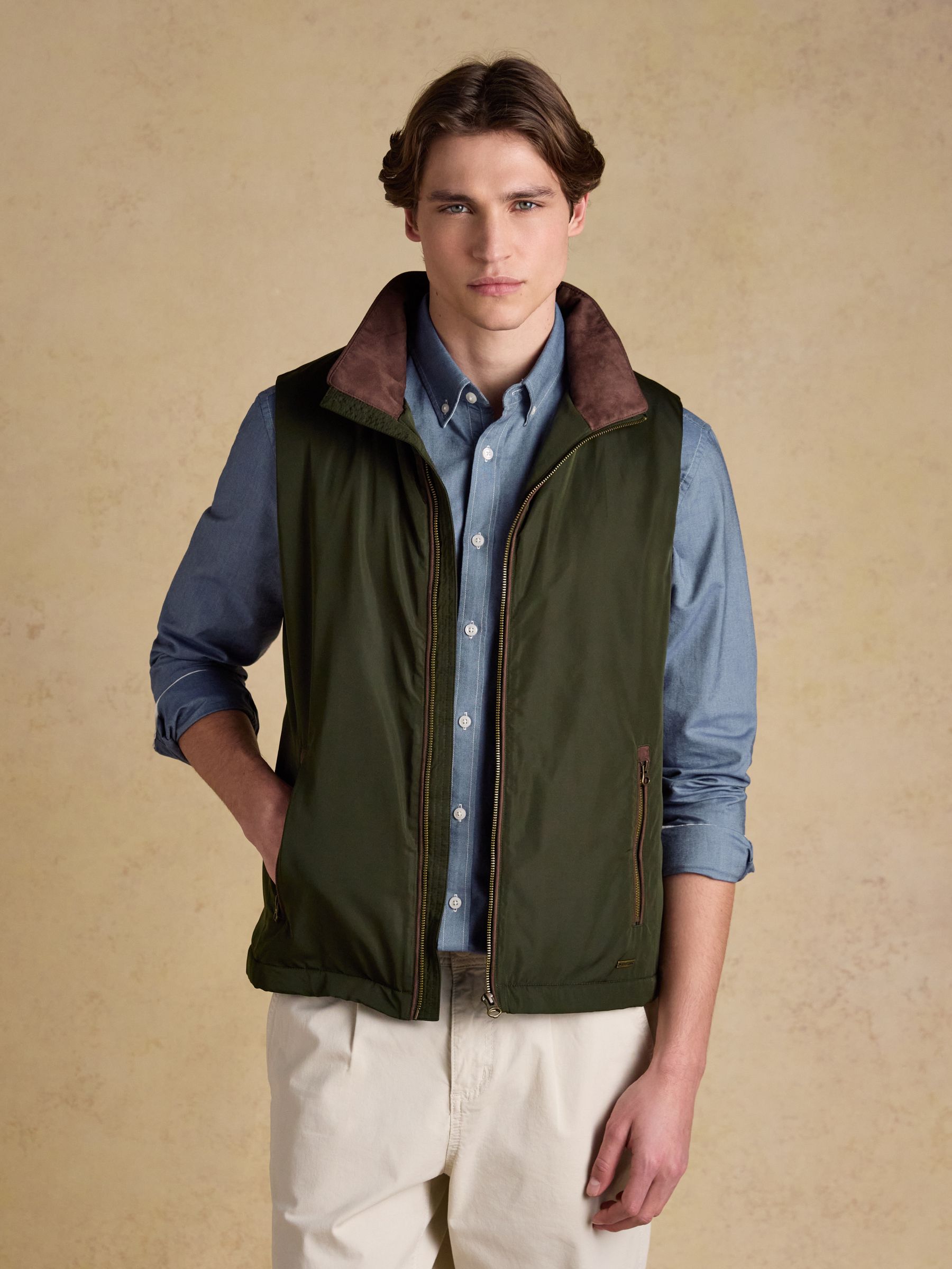 Farnham Khaki Green Padded Fleece Lined Gilet - Image 8 of 11