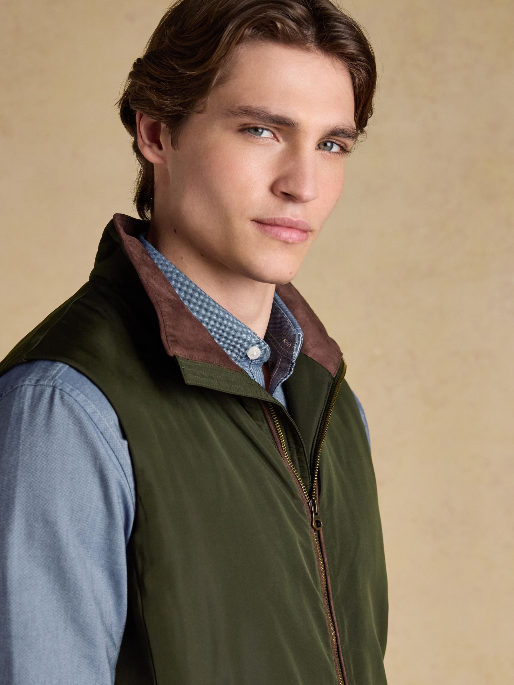 Farnham Khaki Green Padded Fleece Lined Gilet - Image 9 of 11