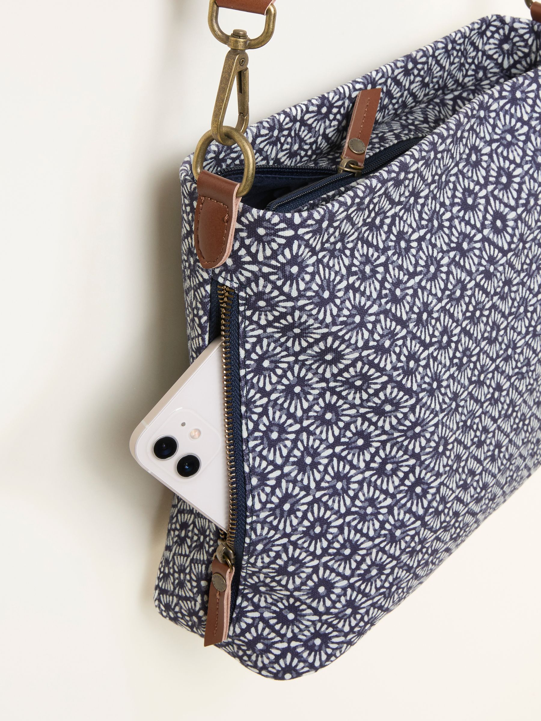 Kingston Navy Blue Canvas Geometric Crossbody Bag - Image 2 of 3