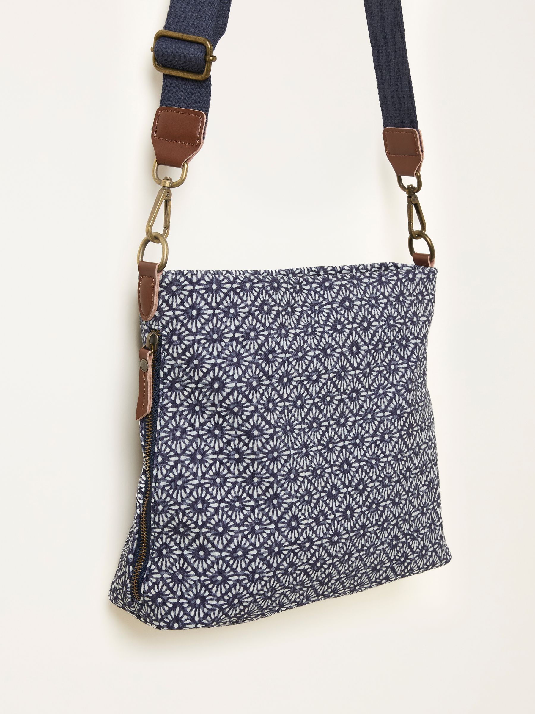 Kingston Navy Blue Canvas Geometric Crossbody Bag - Image 4 of 4
