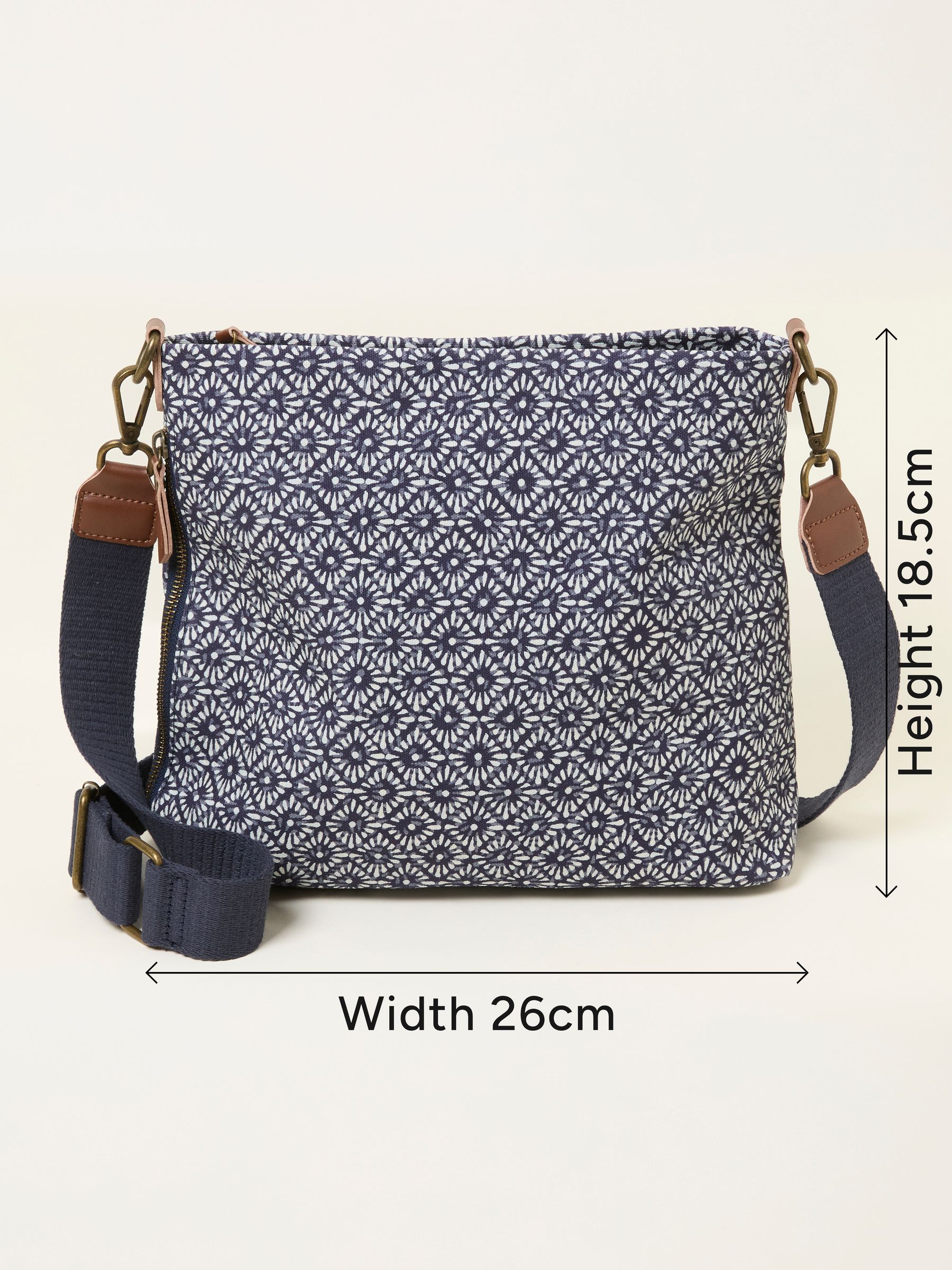 Kingston Navy Blue Canvas Geometric Crossbody Bag - Image 5 of 5