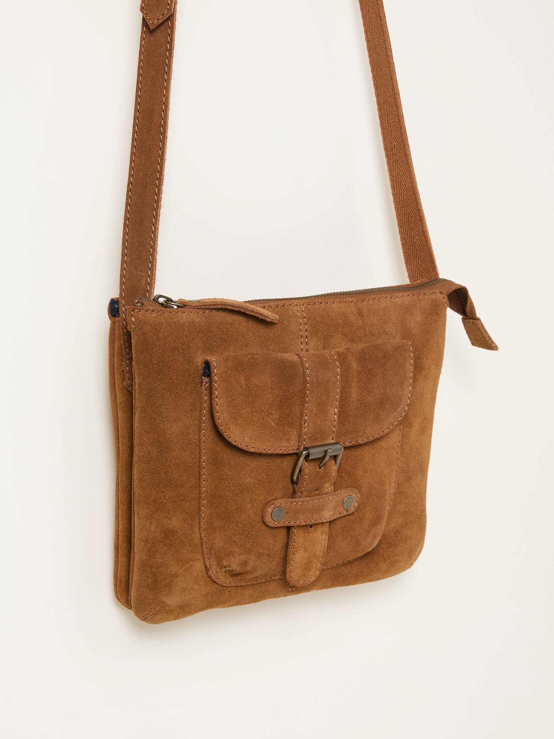 Libby Tan Brown Suede Crossbody Bag - Image 3 of 3 Libby Tan Brown Suede Crossbody Bag - Image 3 of 3