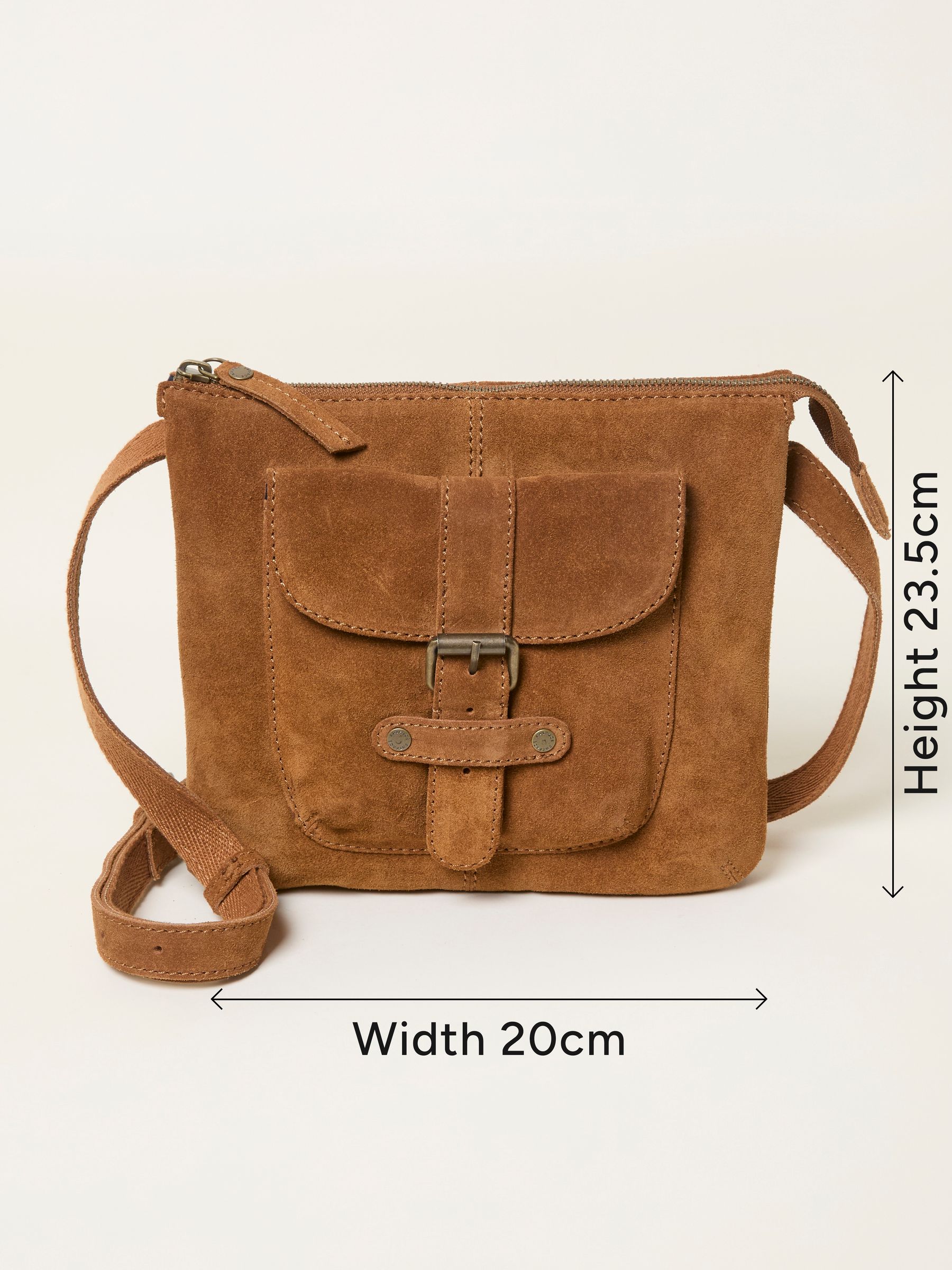 Libby Tan Brown Suede Crossbody Bag - Image 5 of 5