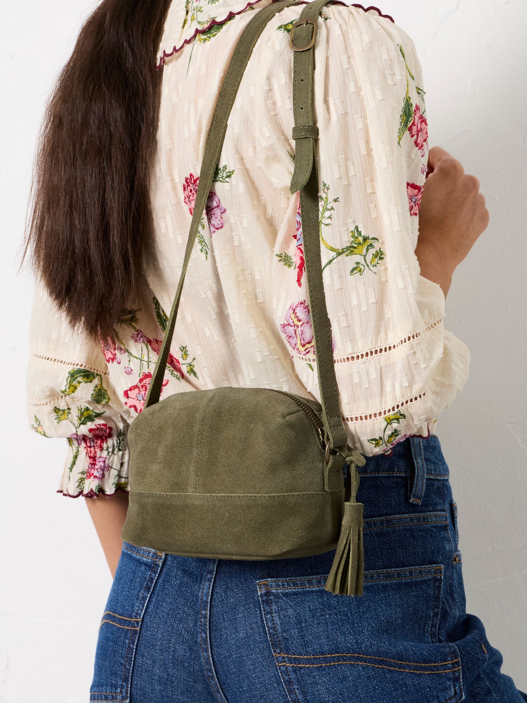 Green Suede Camera Bag | FatFace