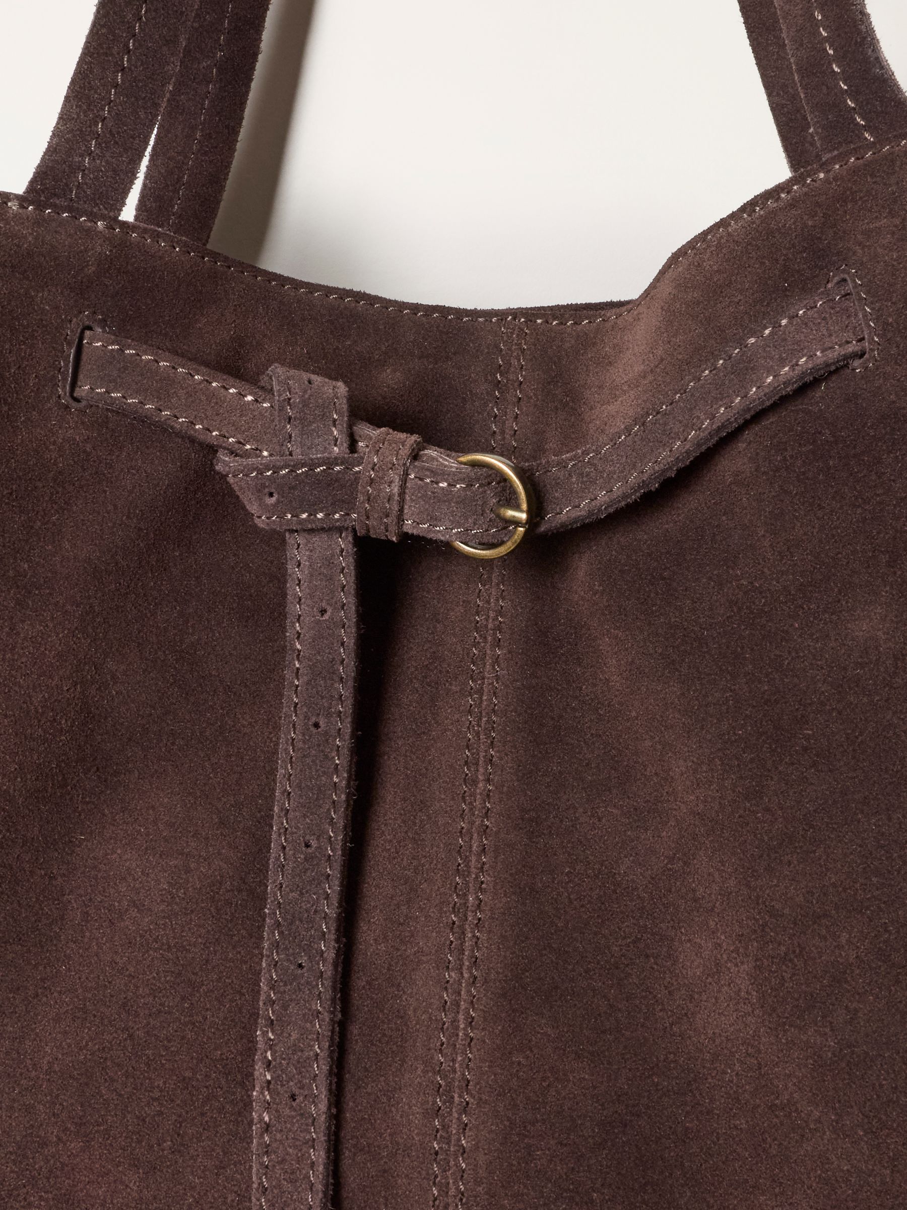 Chocolate Brown Suede Buckle Tote Bag - Image 4 of 5
