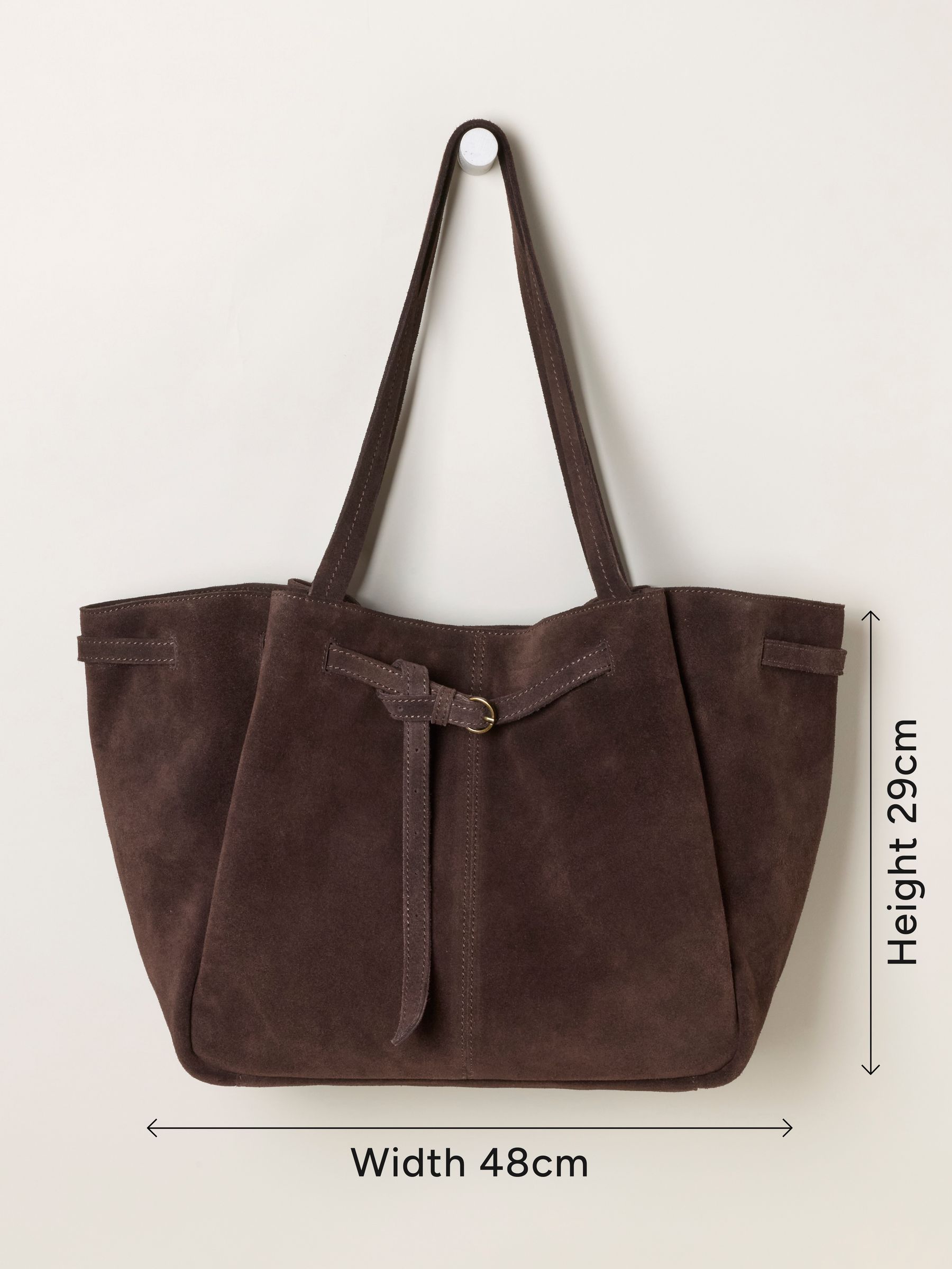 Chocolate Brown Suede Buckle Tote Bag - Image 6 of 6