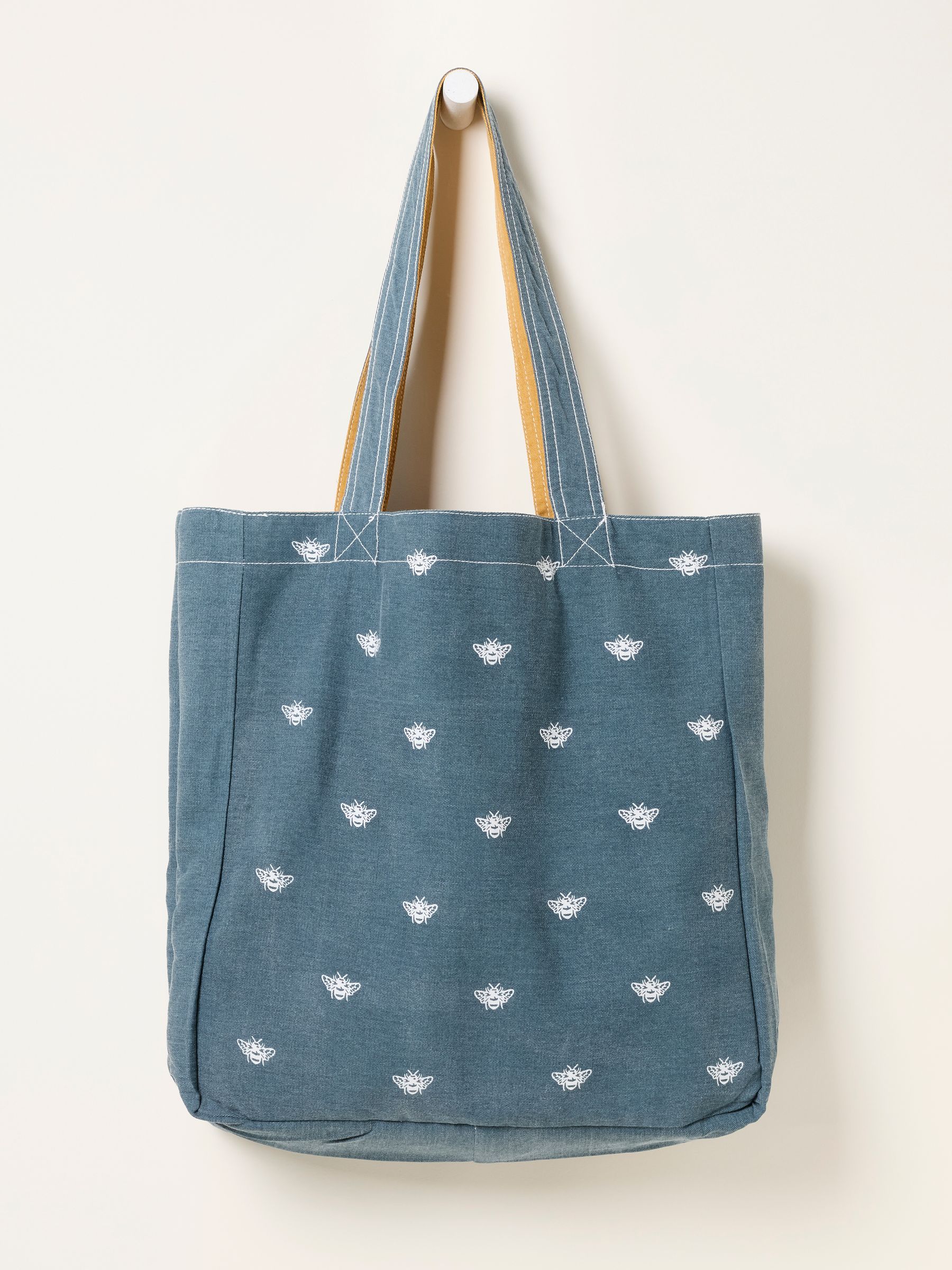 Mustard Yellow Bee Floral Reversible Tote Bag - Image 2 of 2