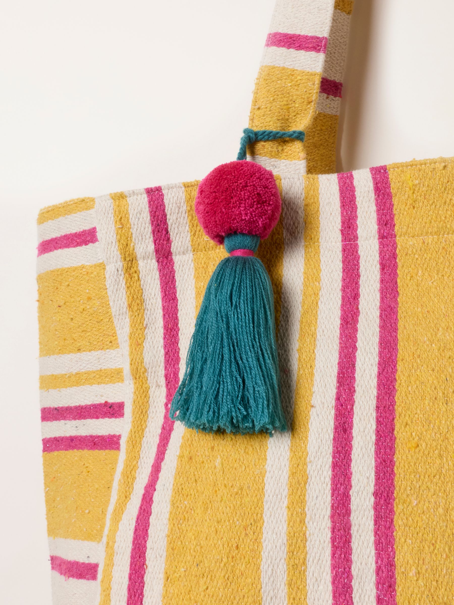 Mustard Yellow Stripe Beach Bag - Image 3 of 4