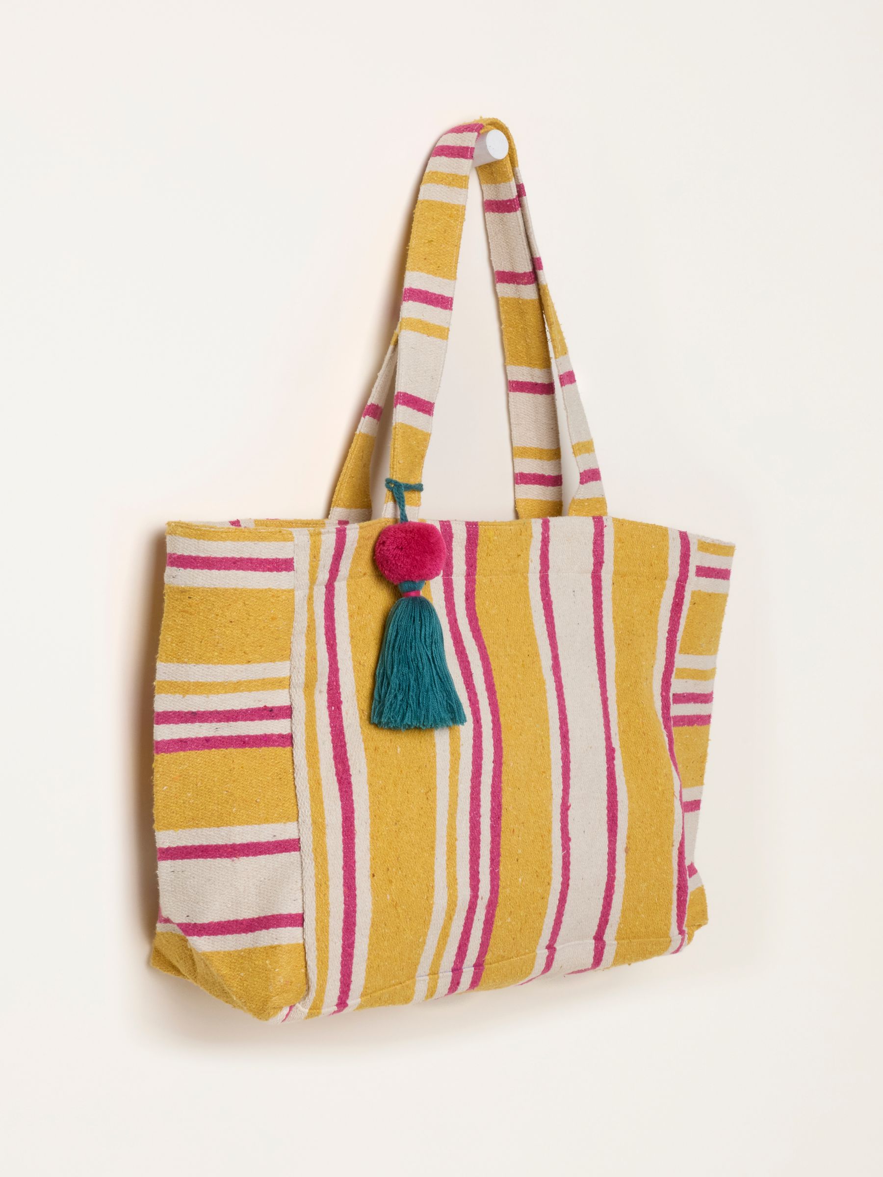 Mustard Yellow Stripe Beach Bag - Image 4 of 4 Mustard Yellow Stripe Beach Bag - Image 4 of 4