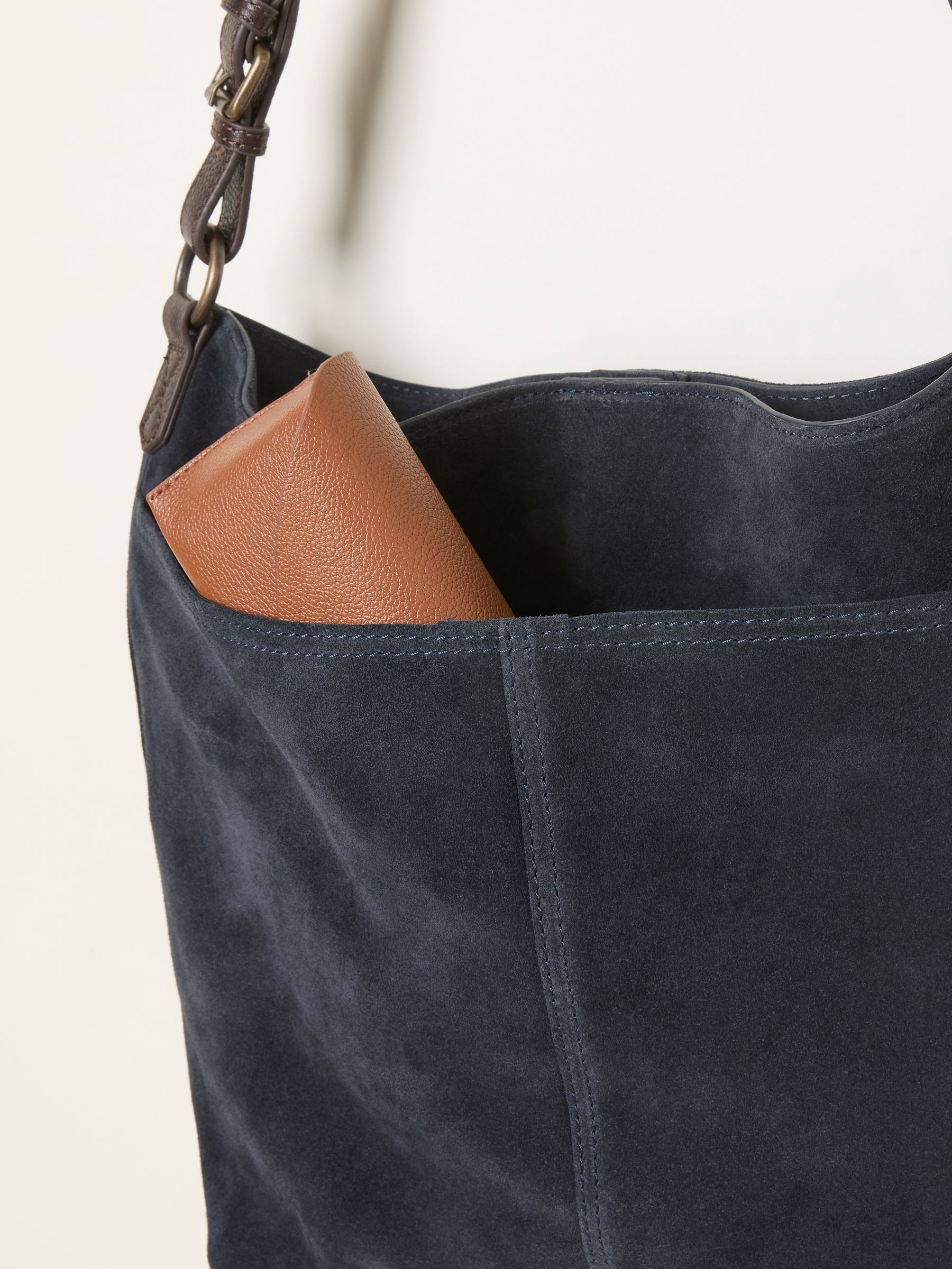 Molly Navy Blue Suede Shoulder Bag - Image 2 of 3