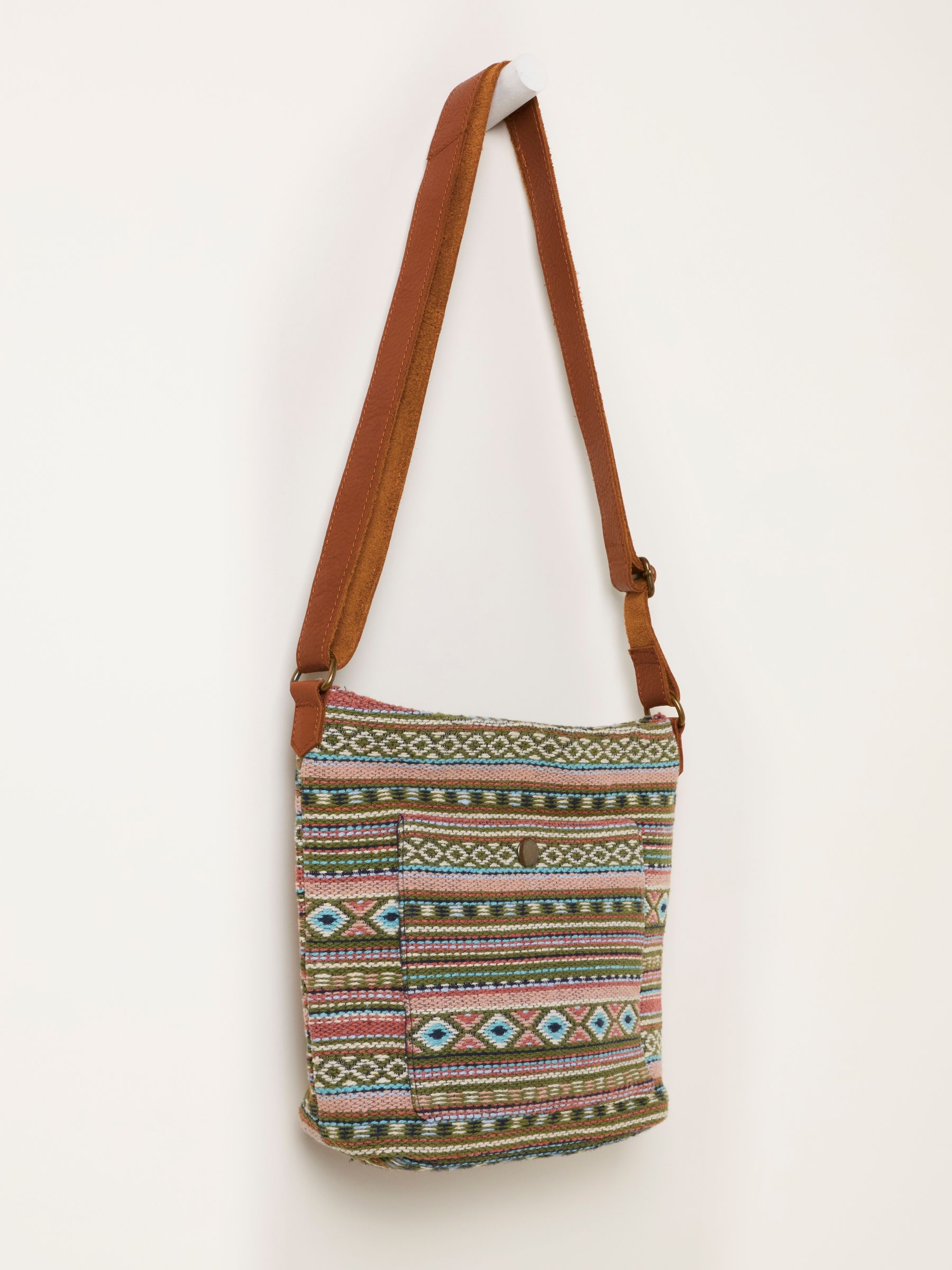 Khaki Green Woven Crossbody Bag - Image 3 of 3