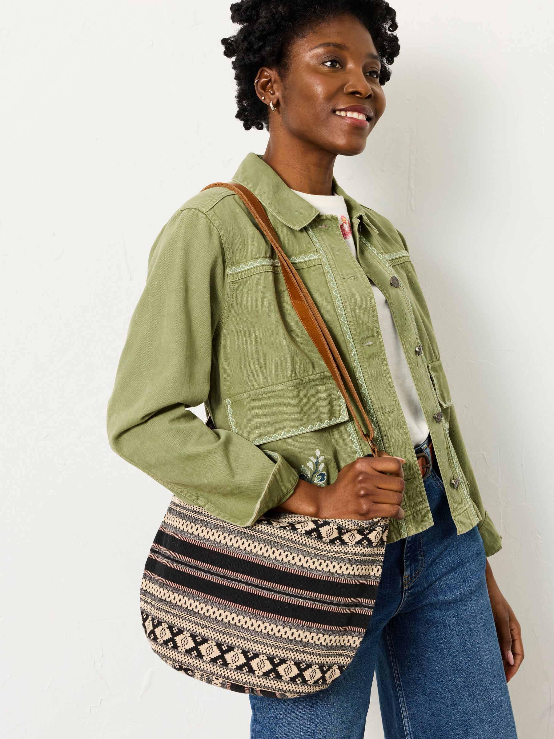 Evalie Black Woven Crossbody Bag - Image 1 of 5