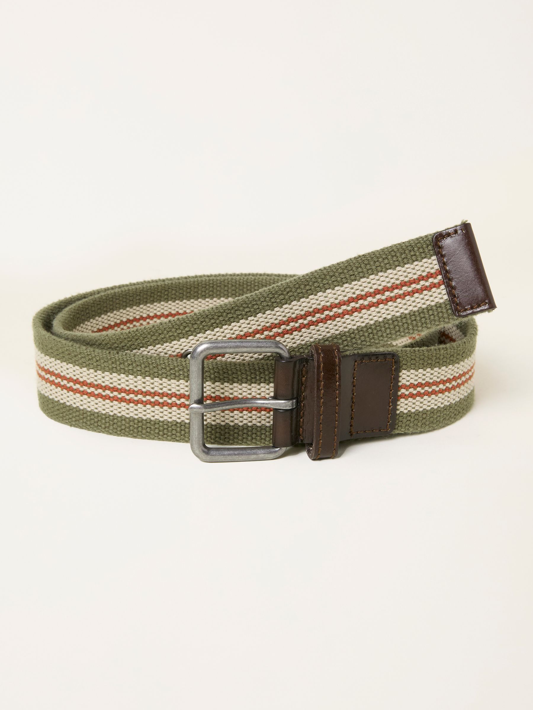 Finn Khaki Green Stripe Webbing Belt - Image 1 of 2