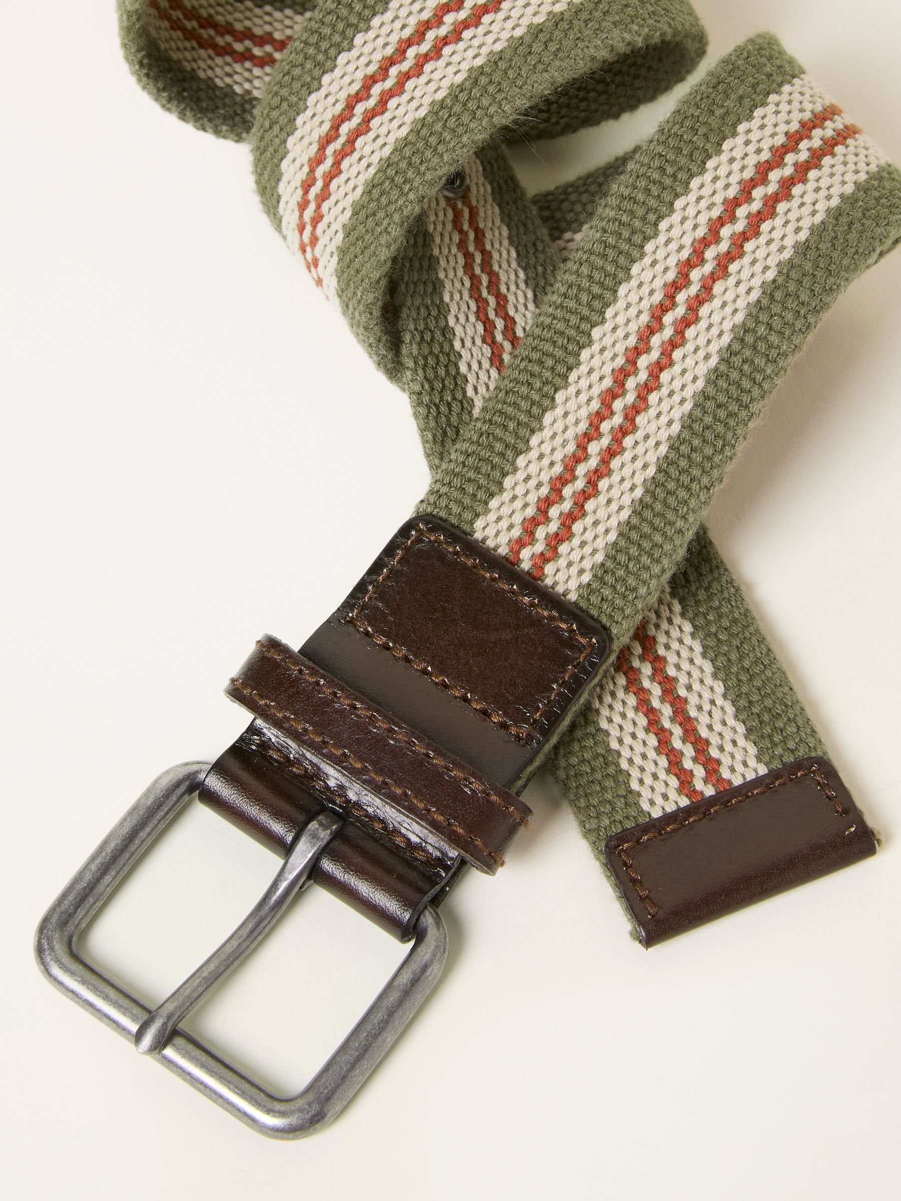 Finn Khaki Green Stripe Webbing Belt - Image 2 of 2