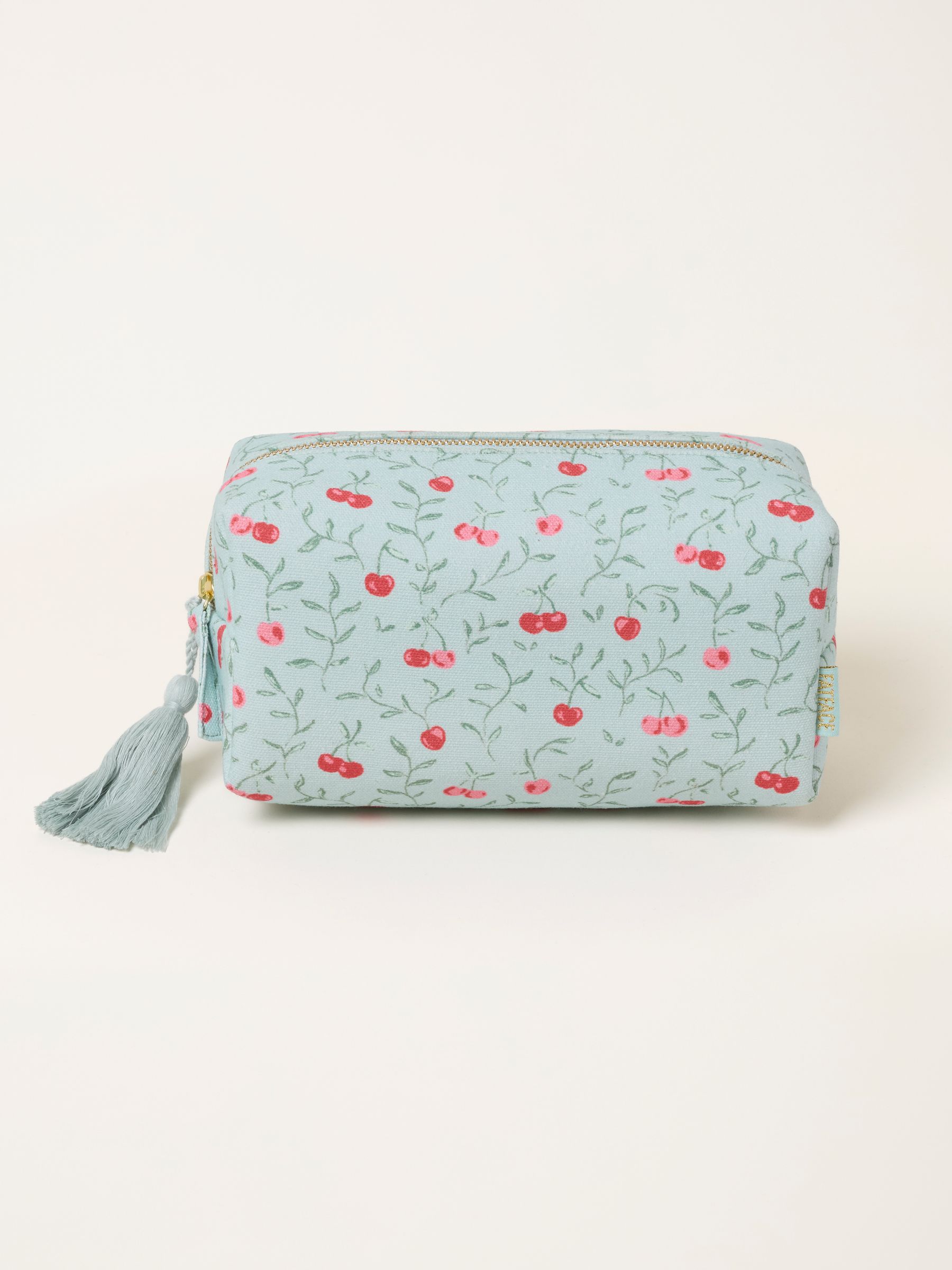 Green Haze Cherry Print Canvas Make Up Bag - Image 1 of 2 Green Haze Cherry Print Canvas Make Up Bag - Image 1 of 2