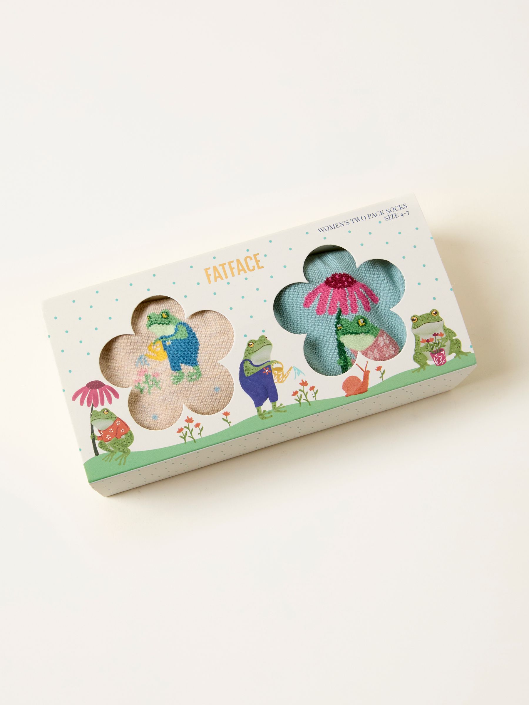 Multi Two Pack Floral Frog Socks in a Box - Image 2 of 2