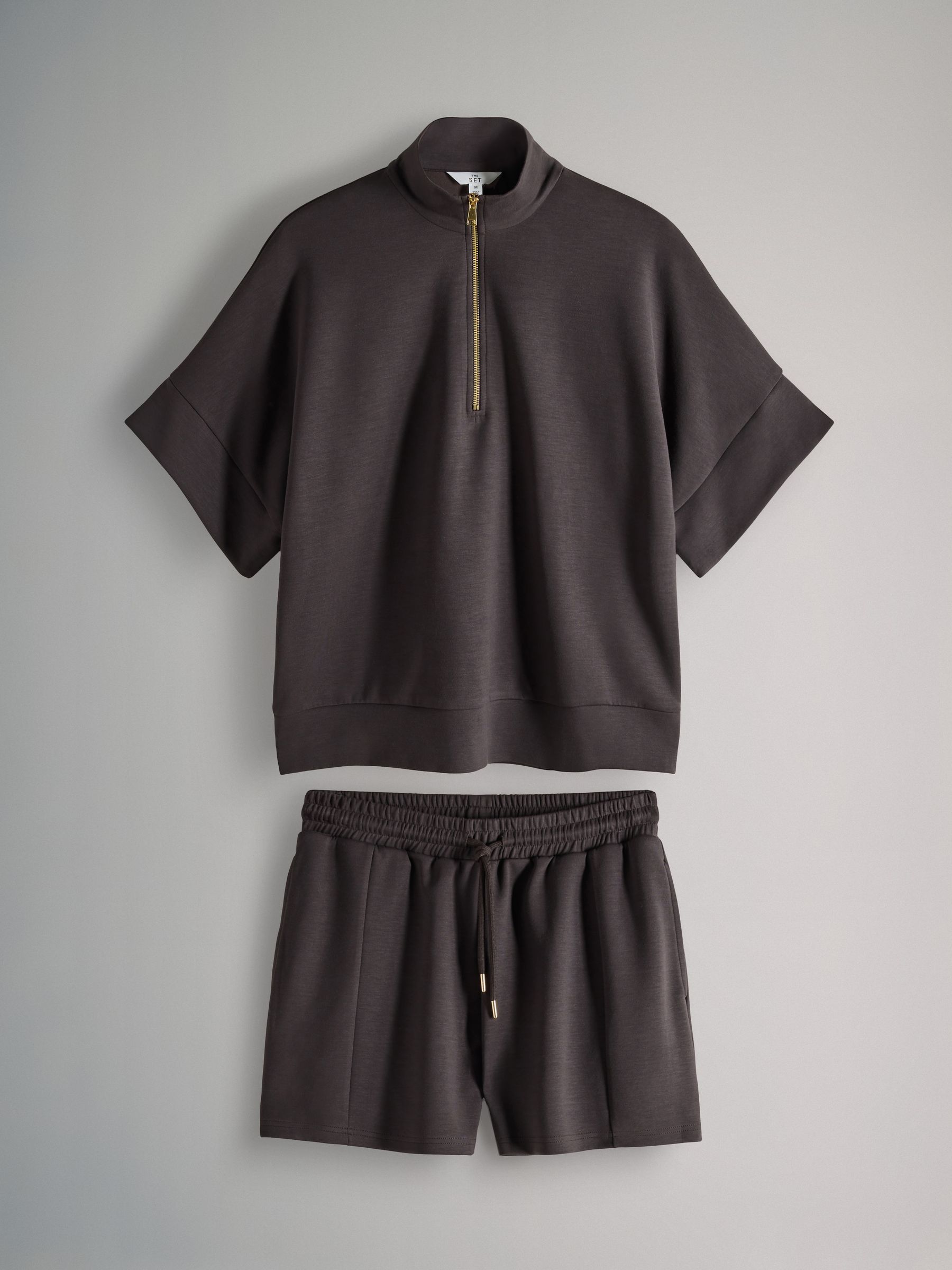 Quarter Zip Short Sleeve Sweatshirt and Short Set - Image 1 of 5