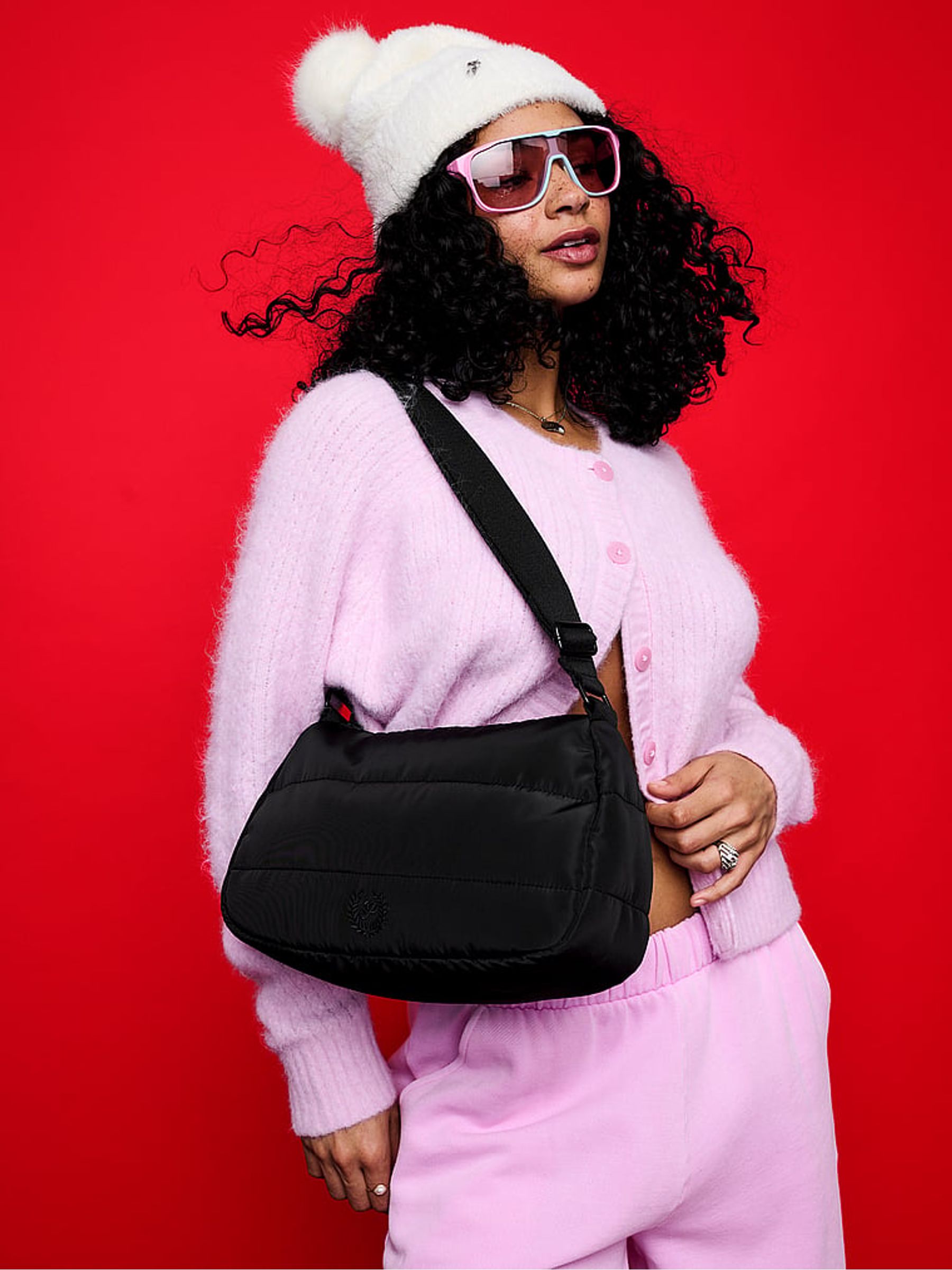 Black Quilted Puffer Shoulder Bag - Image 4 of 4