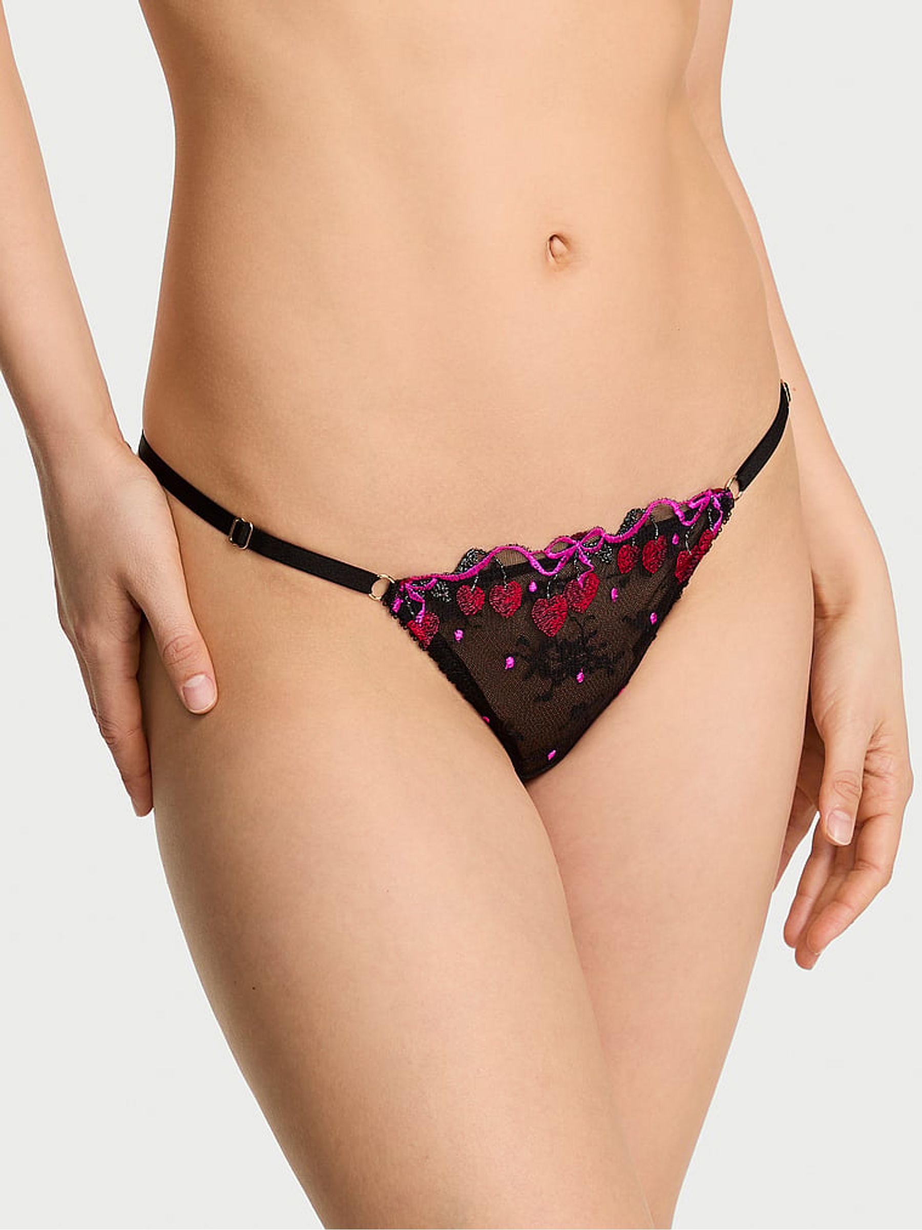 Black Cherry Bomb G-String Embroidered Knickers - Image 1 of 3