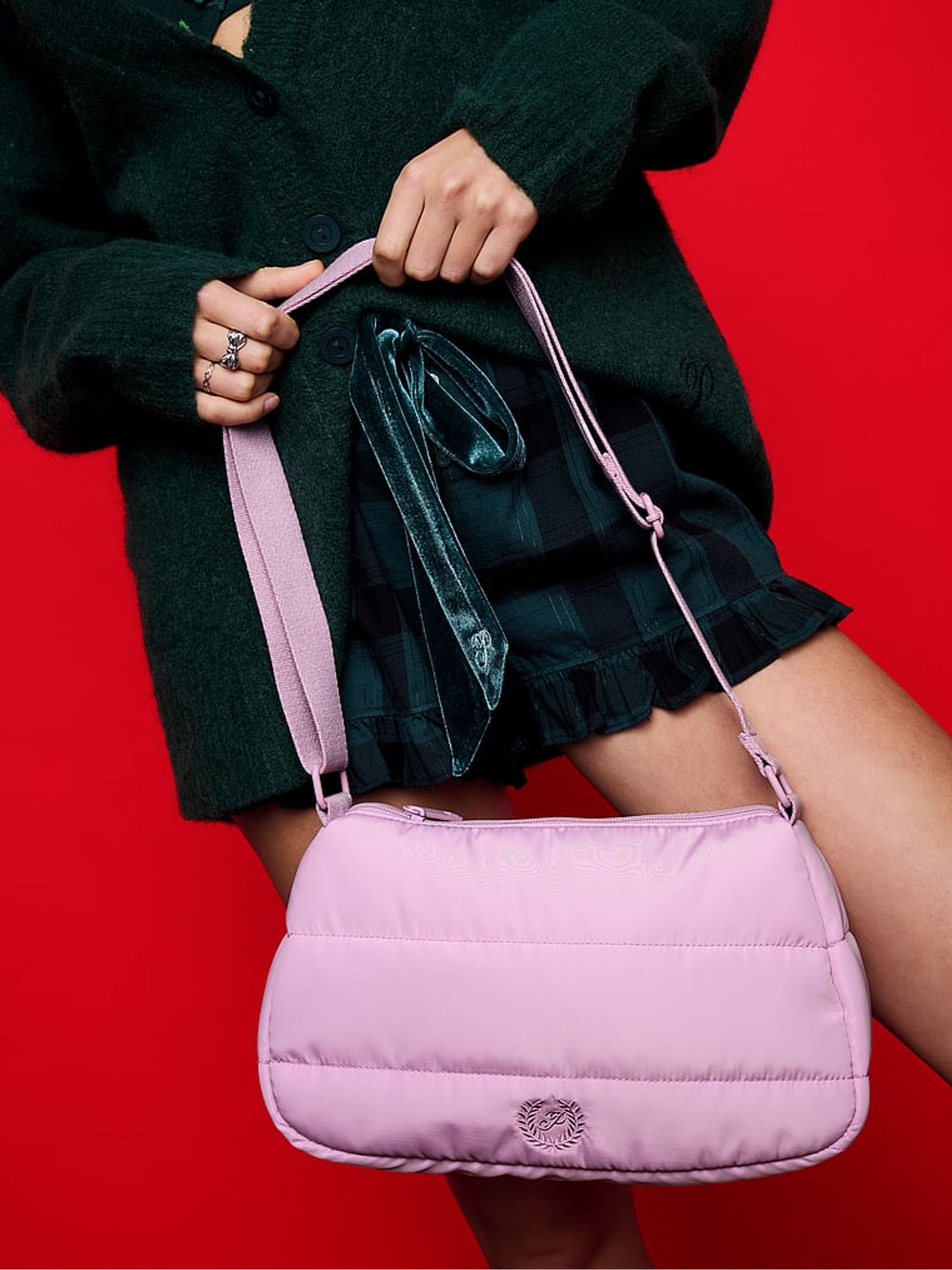 Hushed Lilac Purple Quilted Puffer Shoulder Bag - Image 4 of 4