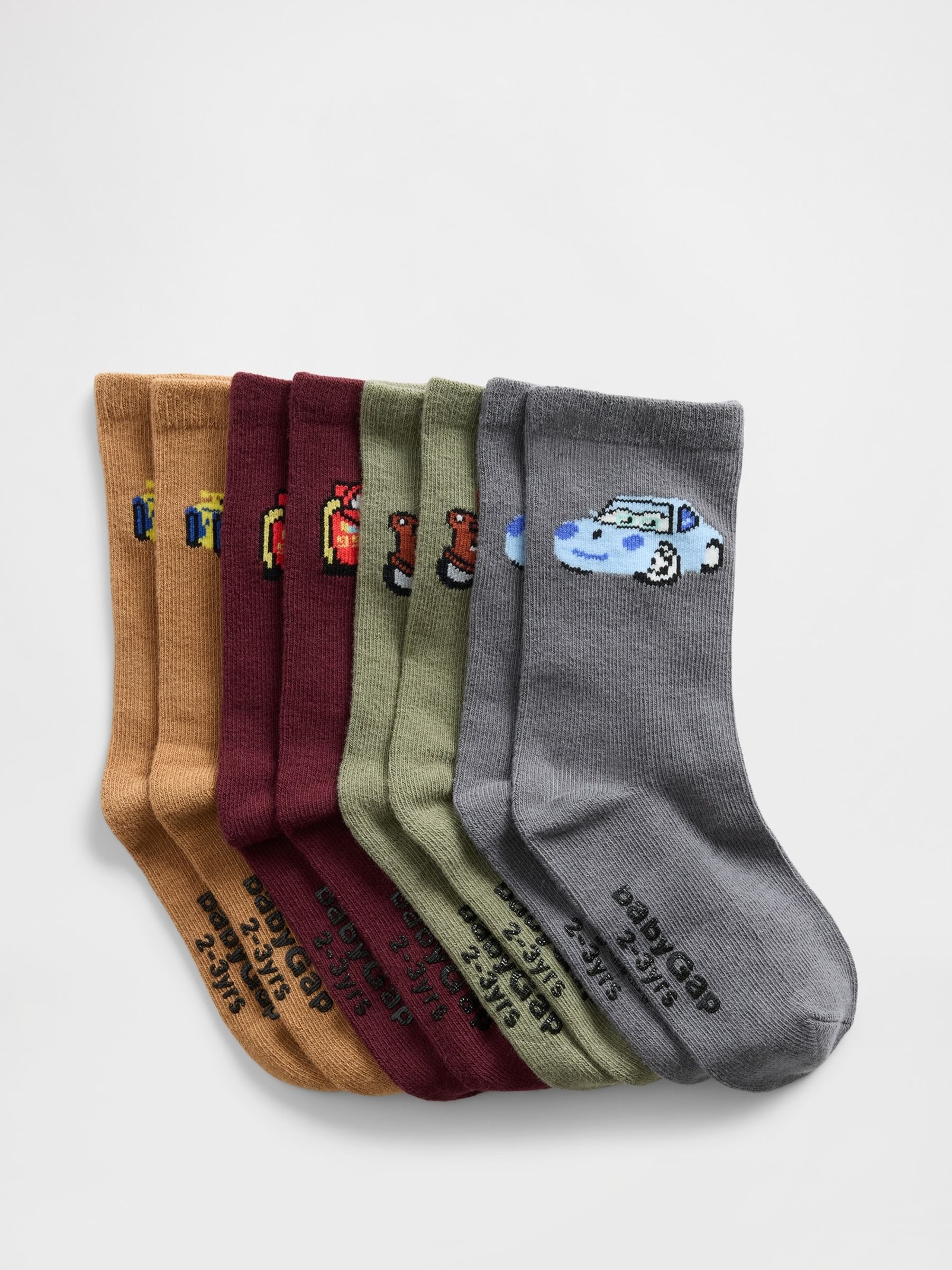 Brown Disney Cars Crew Socks 4 Pack - Image 1 of 3