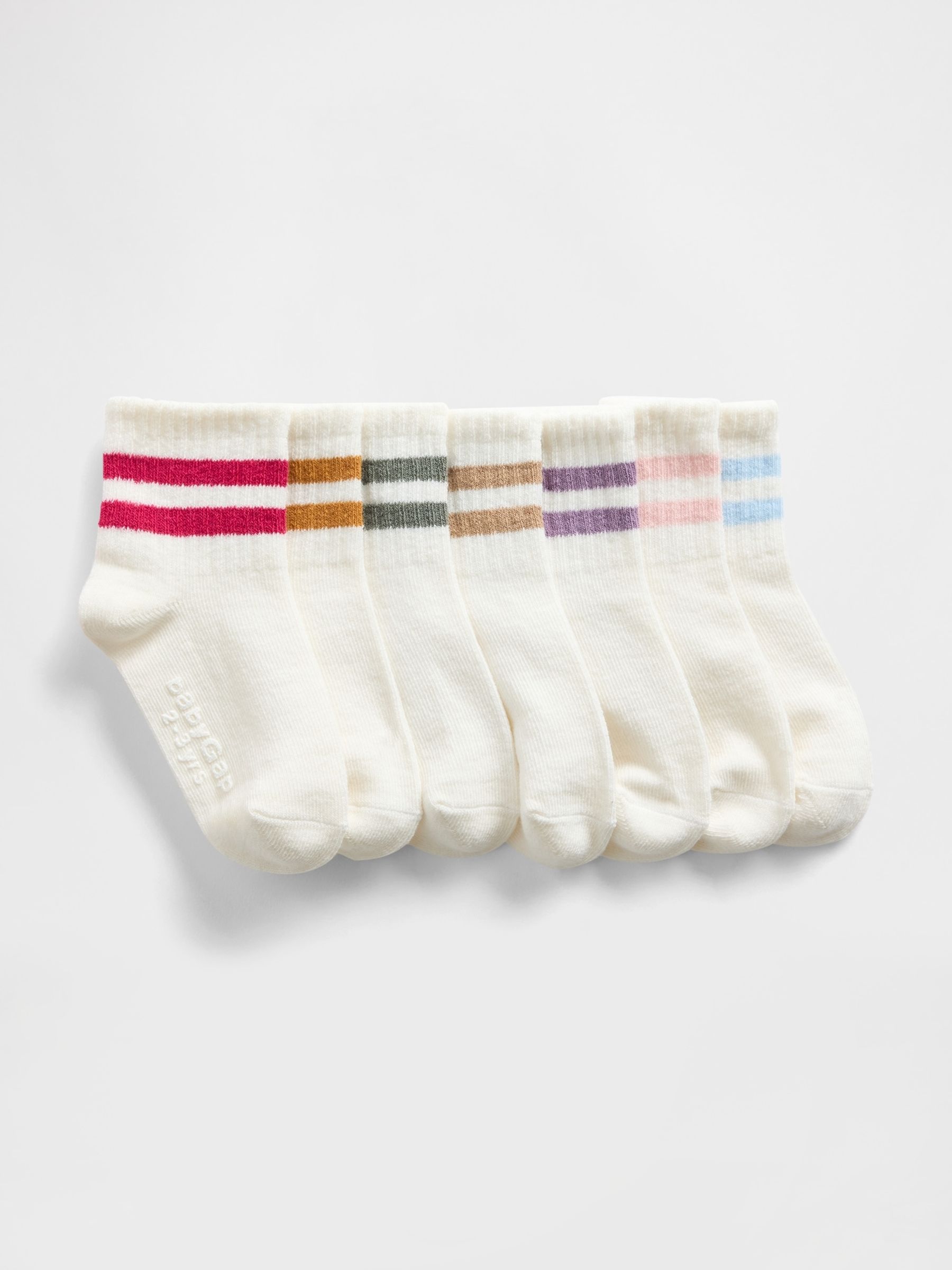 Multi/White Varsity Socks 7 Pack - Image 1 of 1