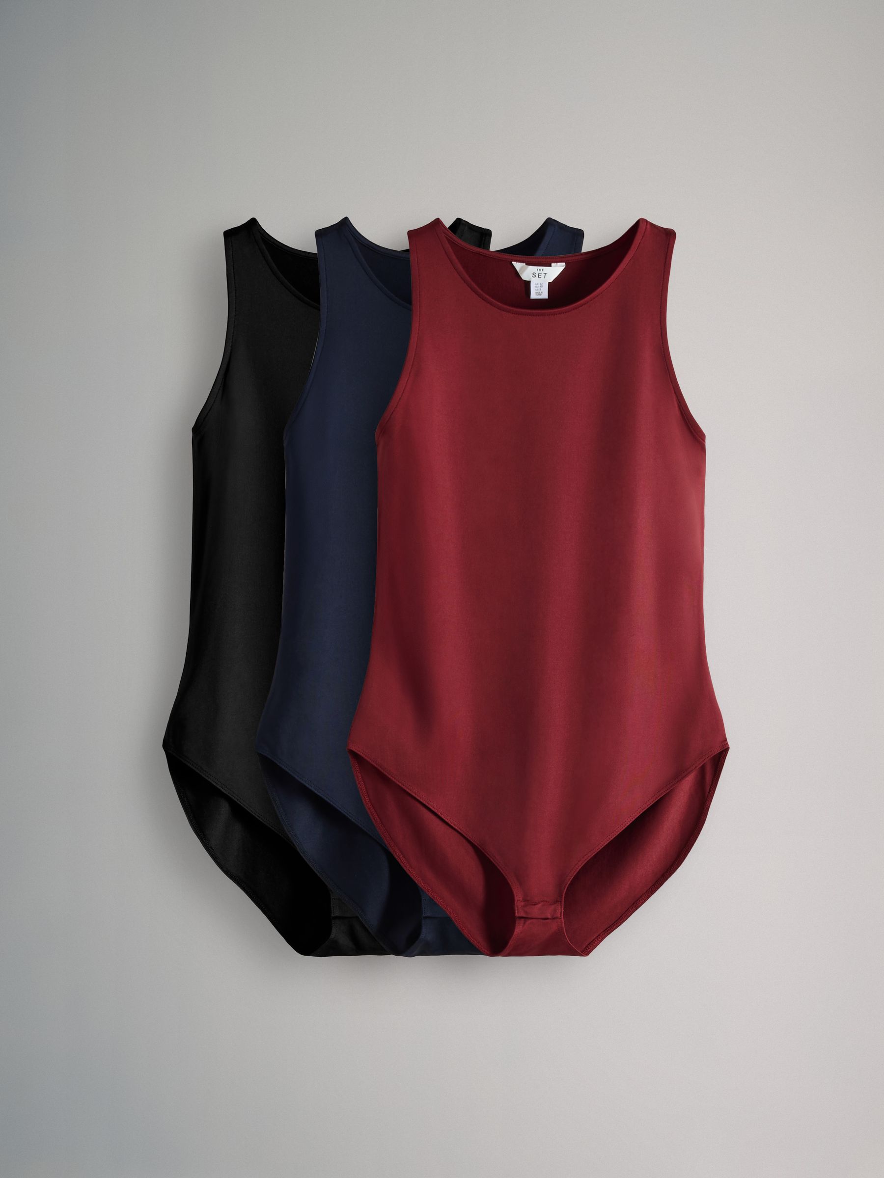 Navy/Red/Black - 3 Pack Soft Touch Nylon Racer Bodysuits - Image 2 of 14