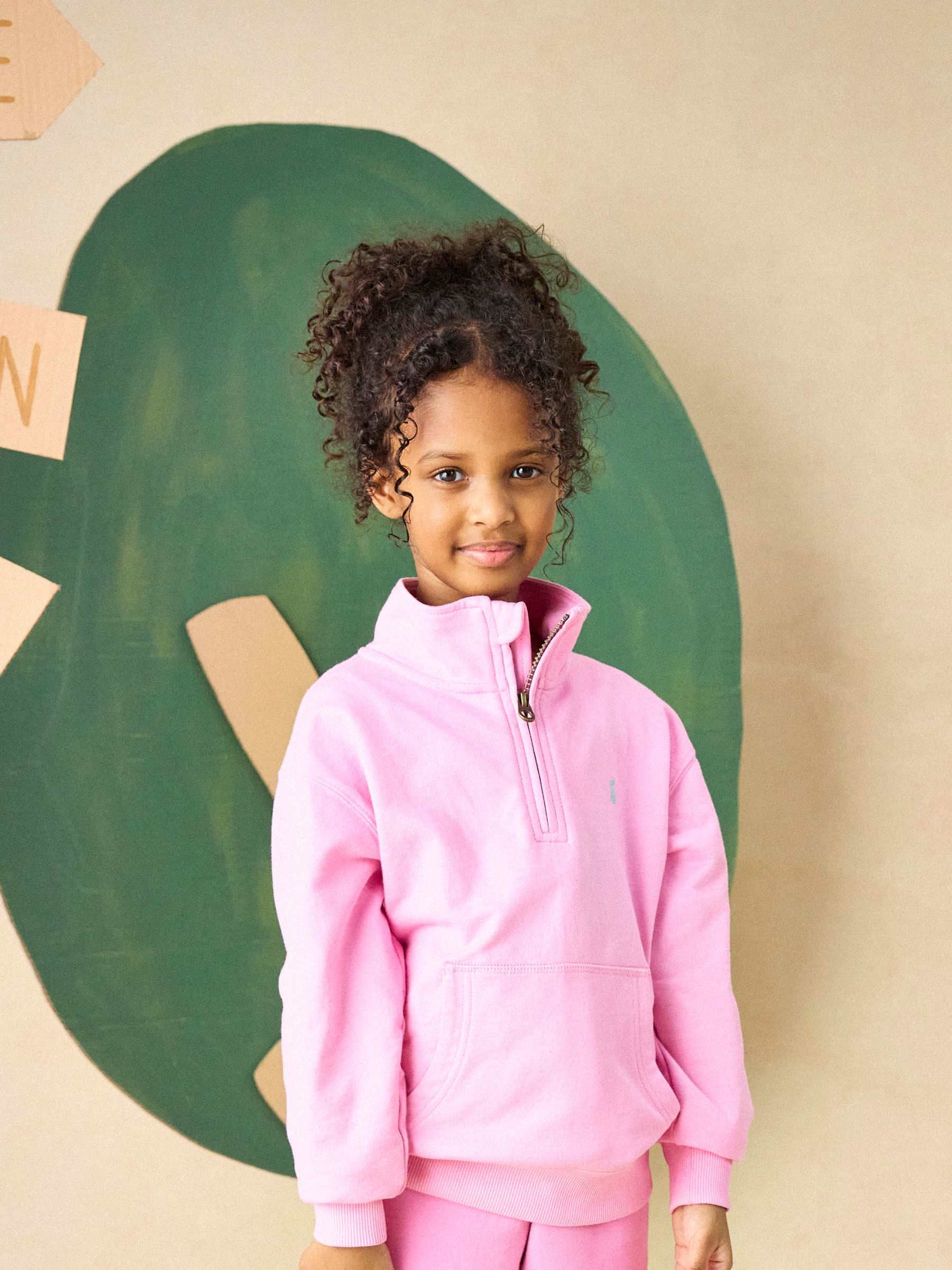 Kids' Alfie Pink Quarter Zip Sweatshirt - Image 1 of 7