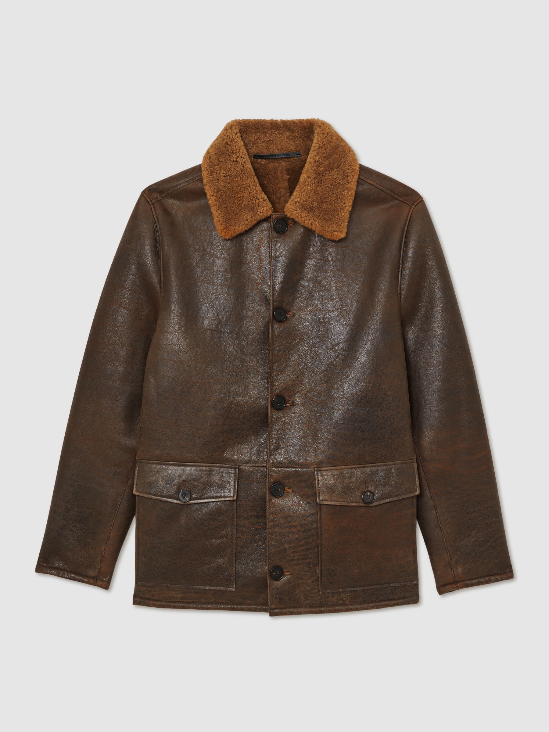 Atelier Shearling Leather Jacket in Brown - Image 2 of 7
