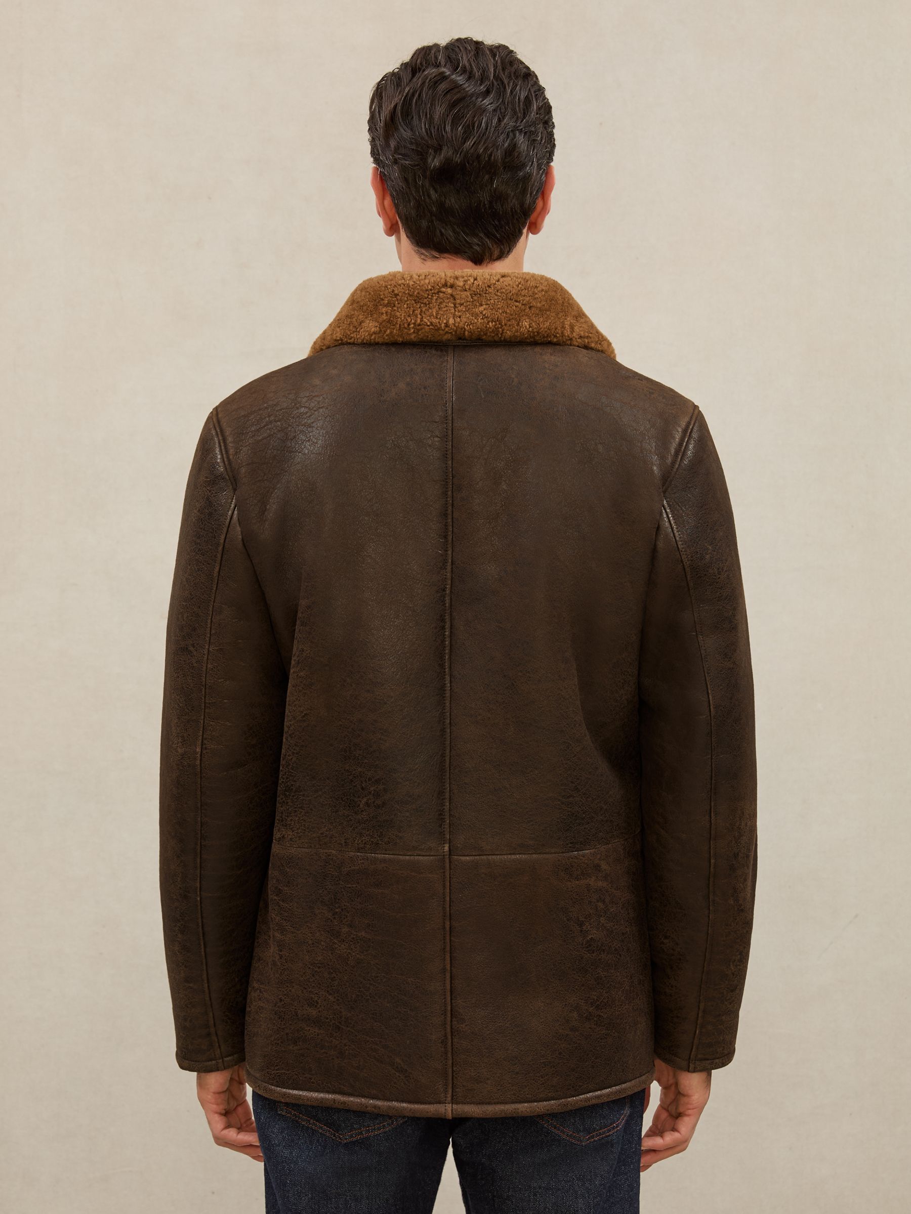Atelier Shearling Leather Jacket in Brown - Image 6 of 7