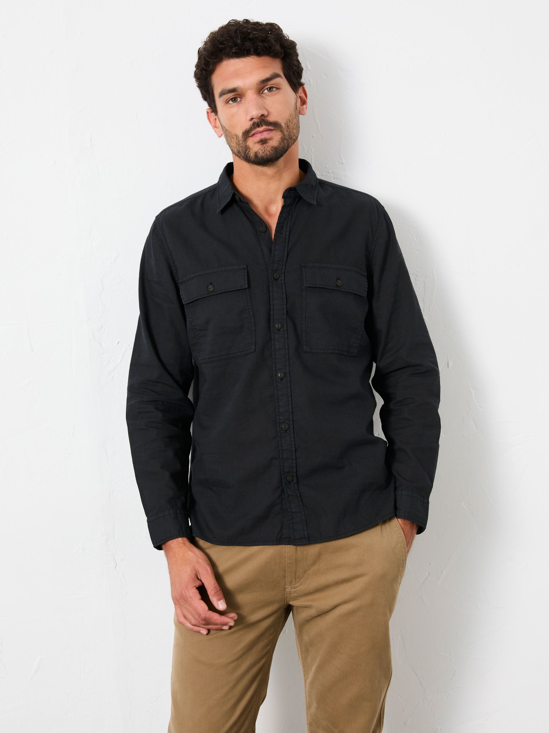 Bugle Black Long Sleeve Garment Dye Utility Shirt - Image 1 of 6