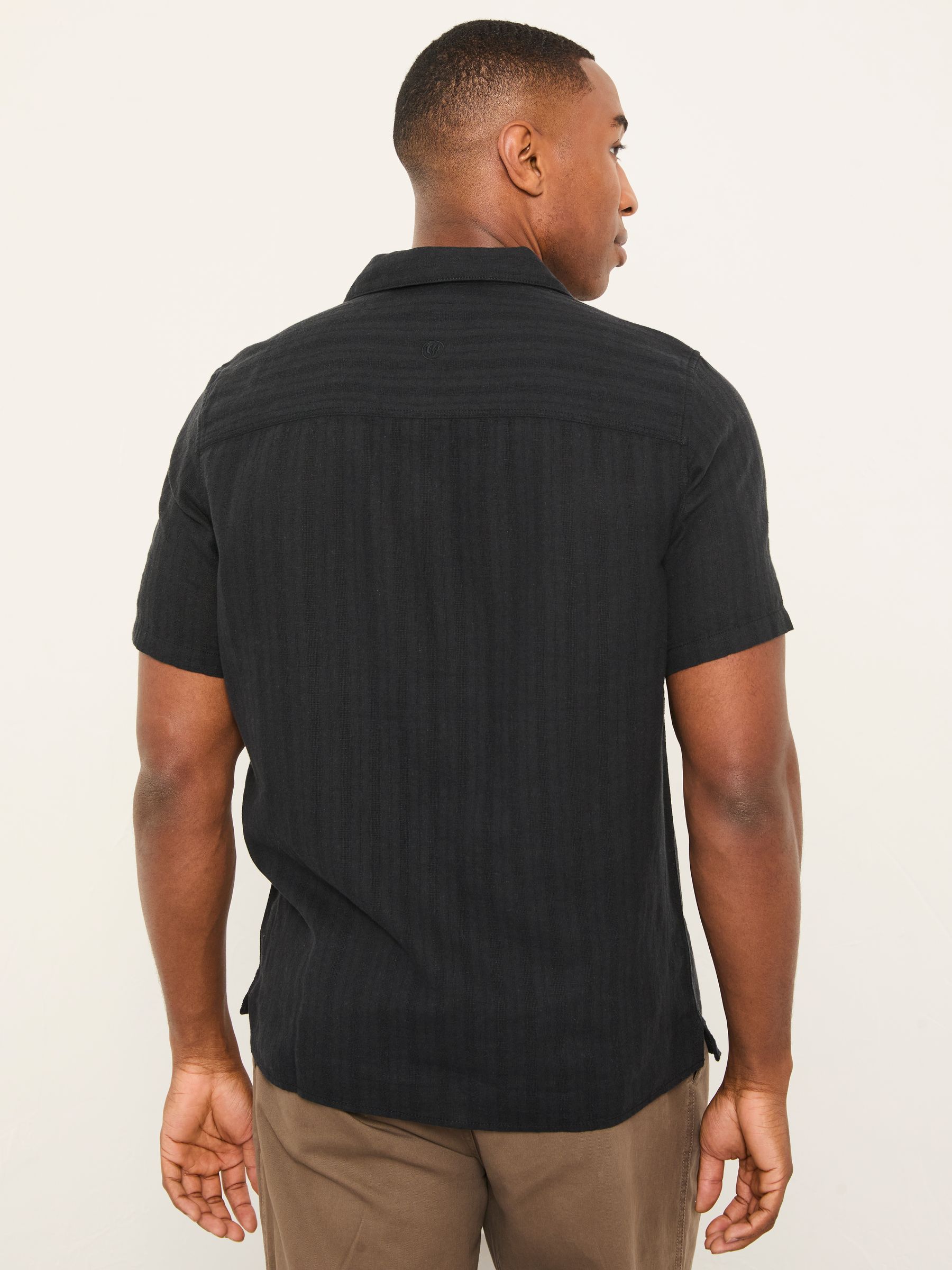 Bugle Black Self Stripe Short Sleeve Self Stripe Shirt - Image 2 of 6