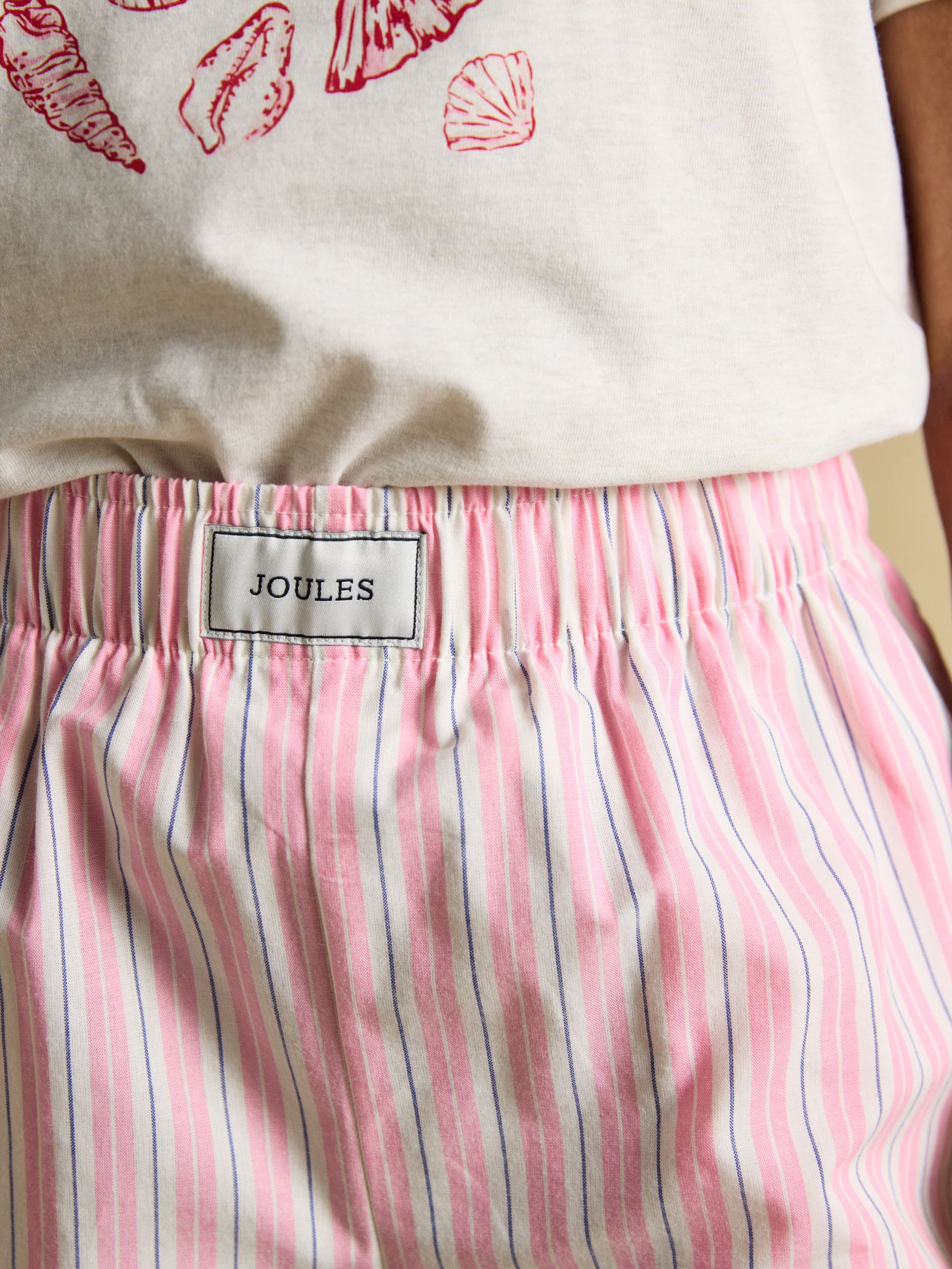 Pink & Oat Seashell Print Short Sleeve Top and Short Cotton Pyjama Set - Image 4 of 9
