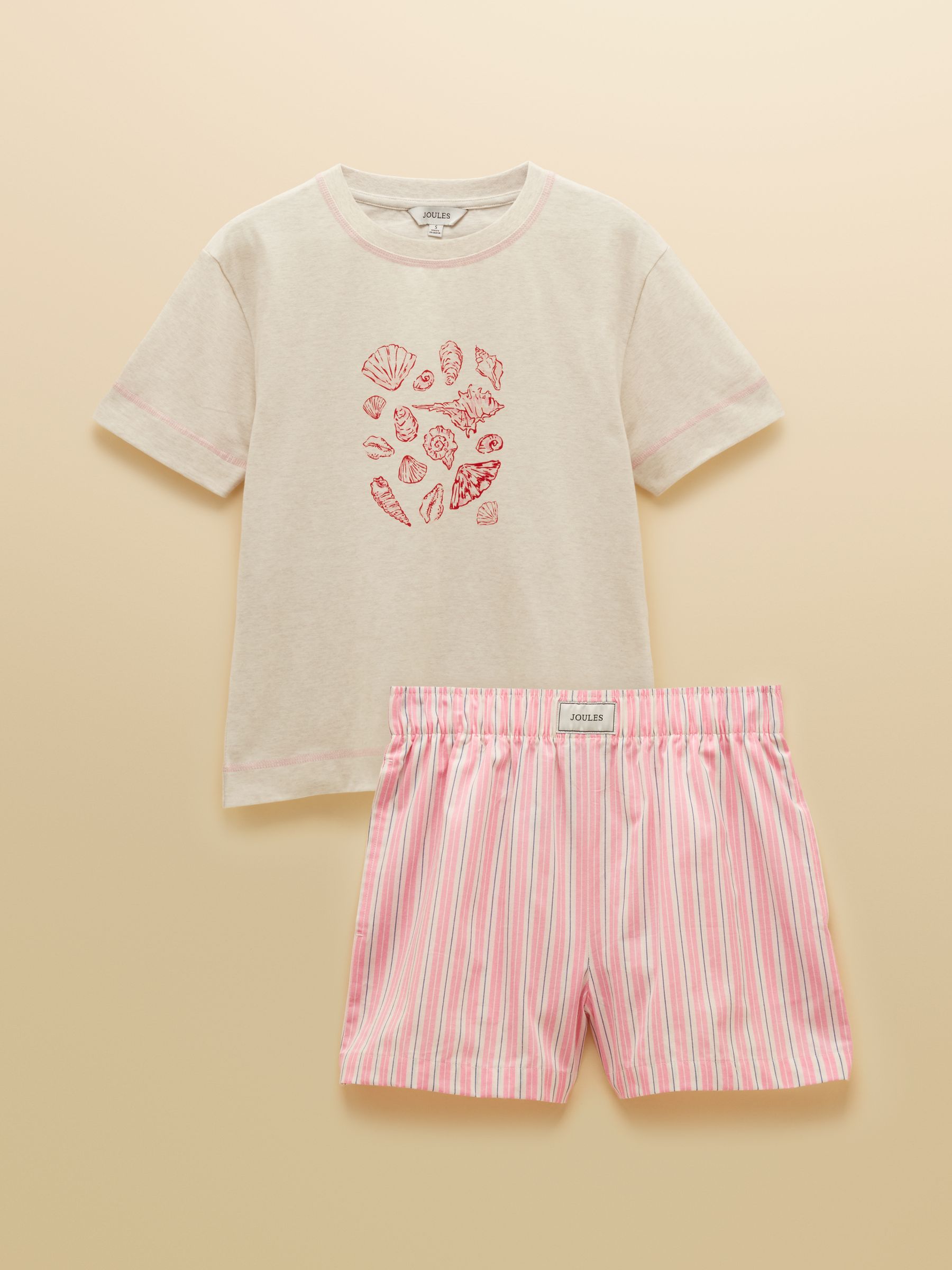 Pink & Oat Seashell Print Short Sleeve Top and Short Cotton Pyjama Set - Image 9 of 9 Pink & Oat Seashell Print Short Sleeve Top and Short Cotton Pyjama Set - Image 9 of 9