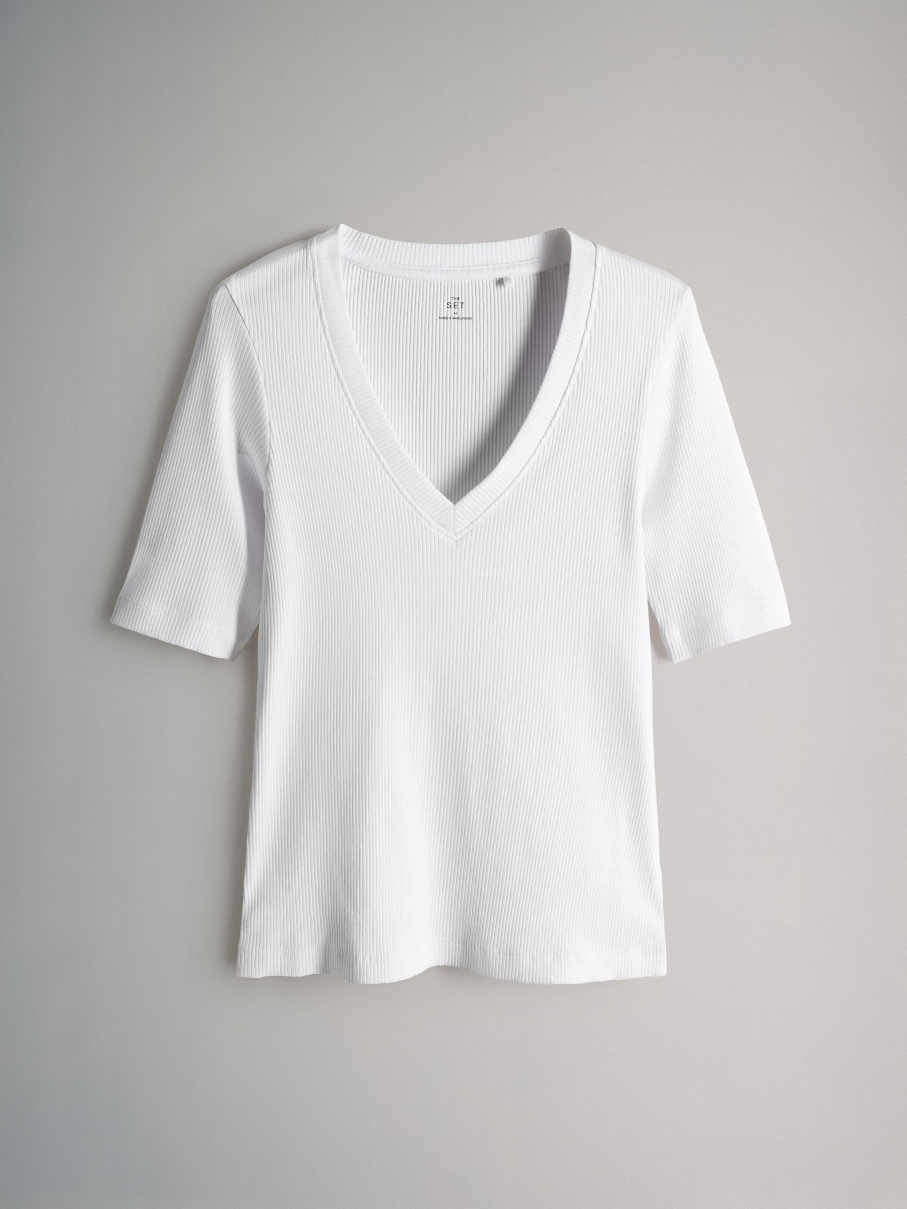 5 Pack V-Neck Short Sleeve Ribbed T-Shirts Multi - Image 2 of 6