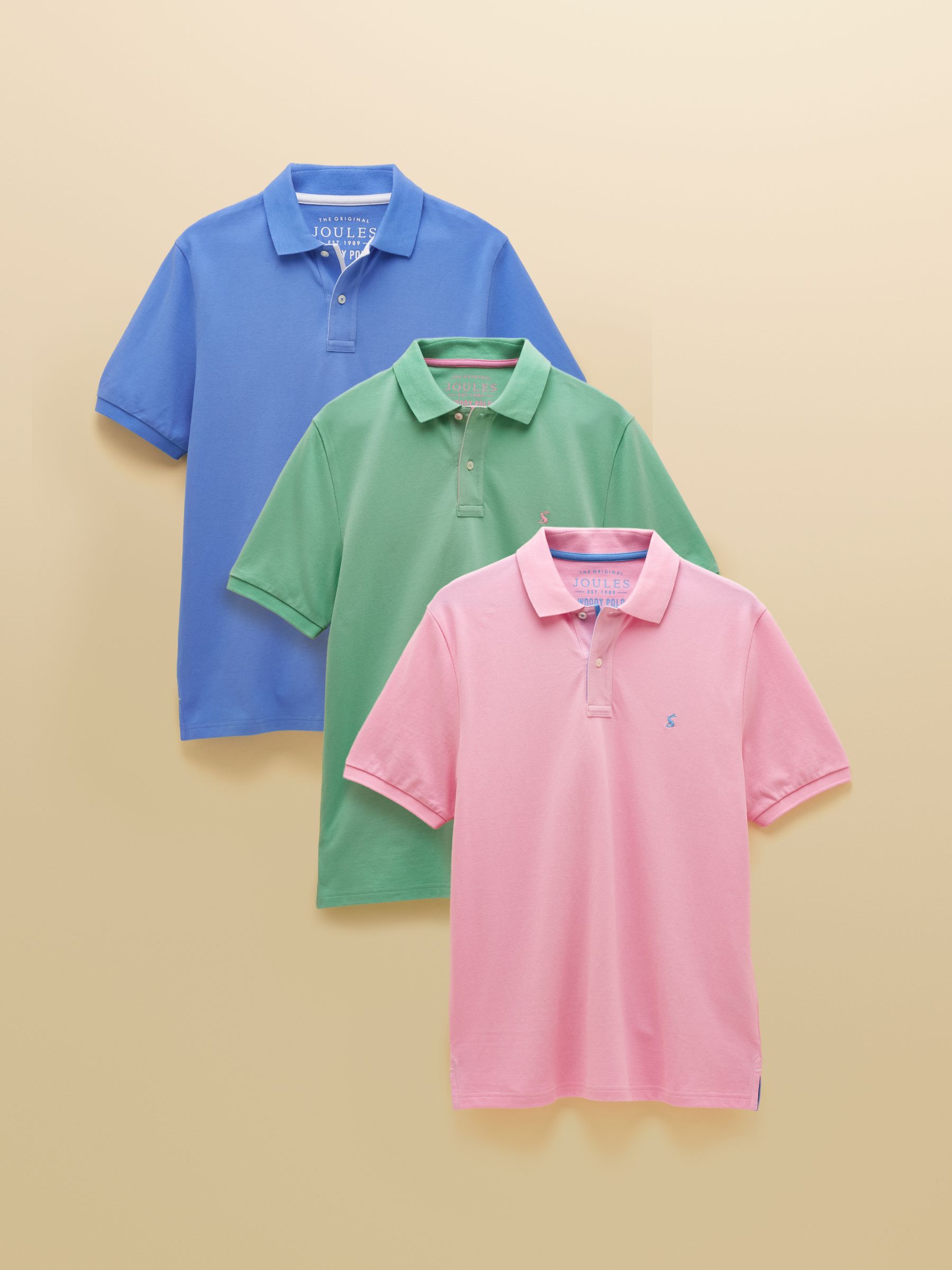 Blue/Pink Woody Polo Shirts Blue/Pink/Green 3 Pack - Image 1 of 10