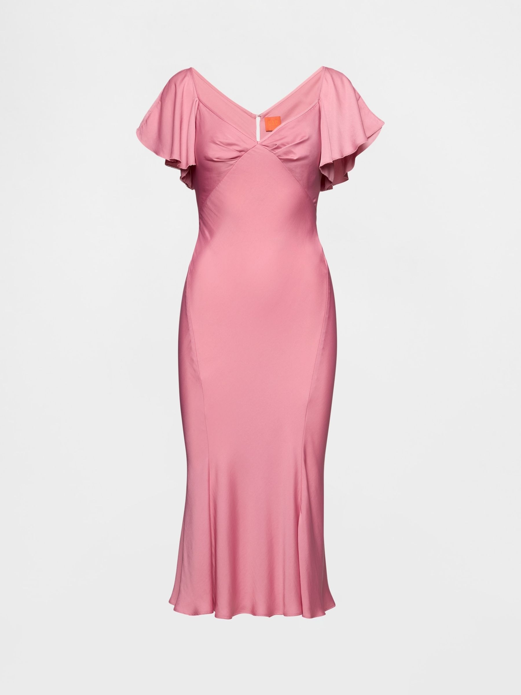 Pink Satin Sweetheart Neckline Midi Dress - Image 6 of 6