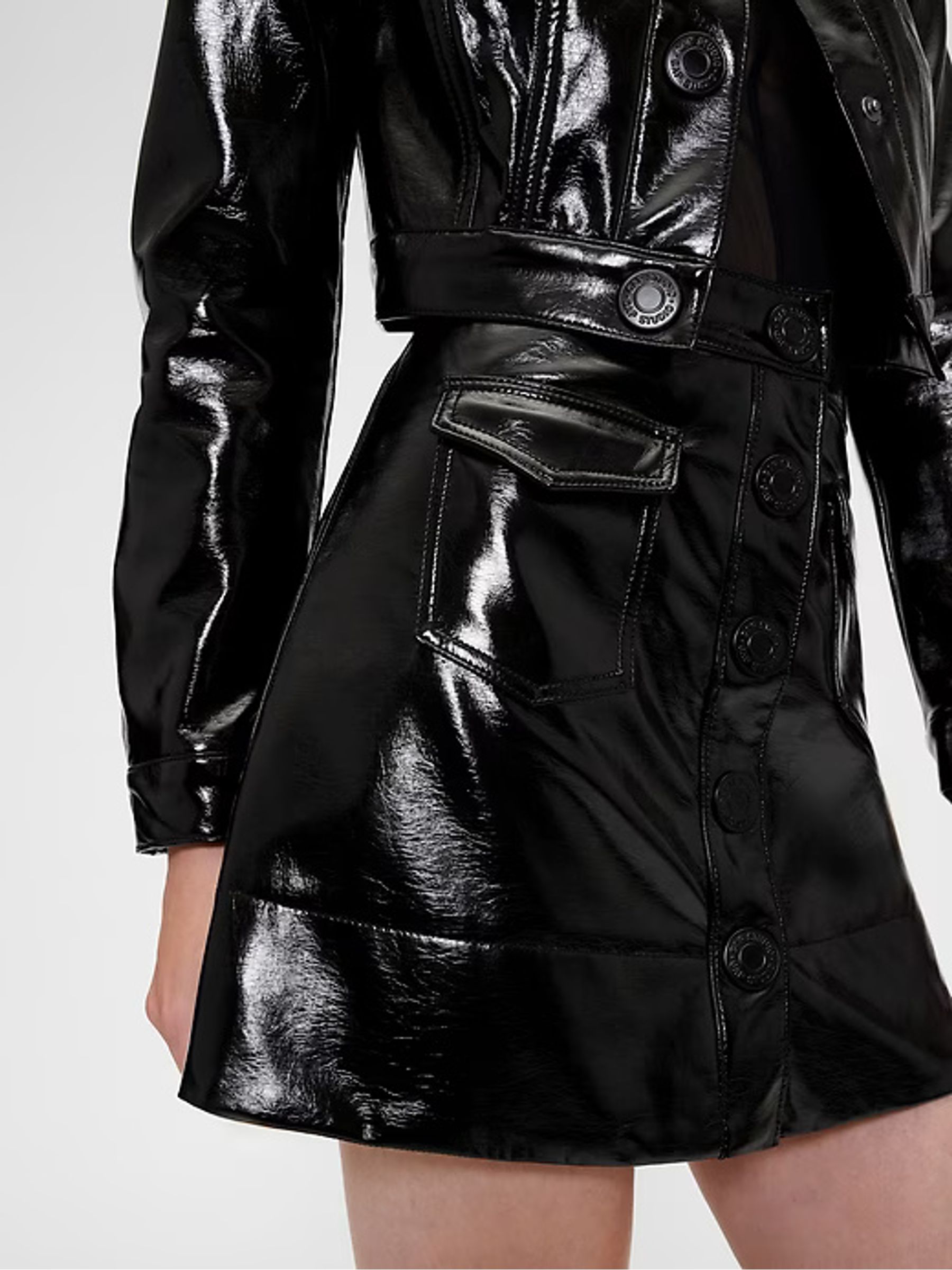 Black Patent Leather Mini Skirt - Image 5 of 7