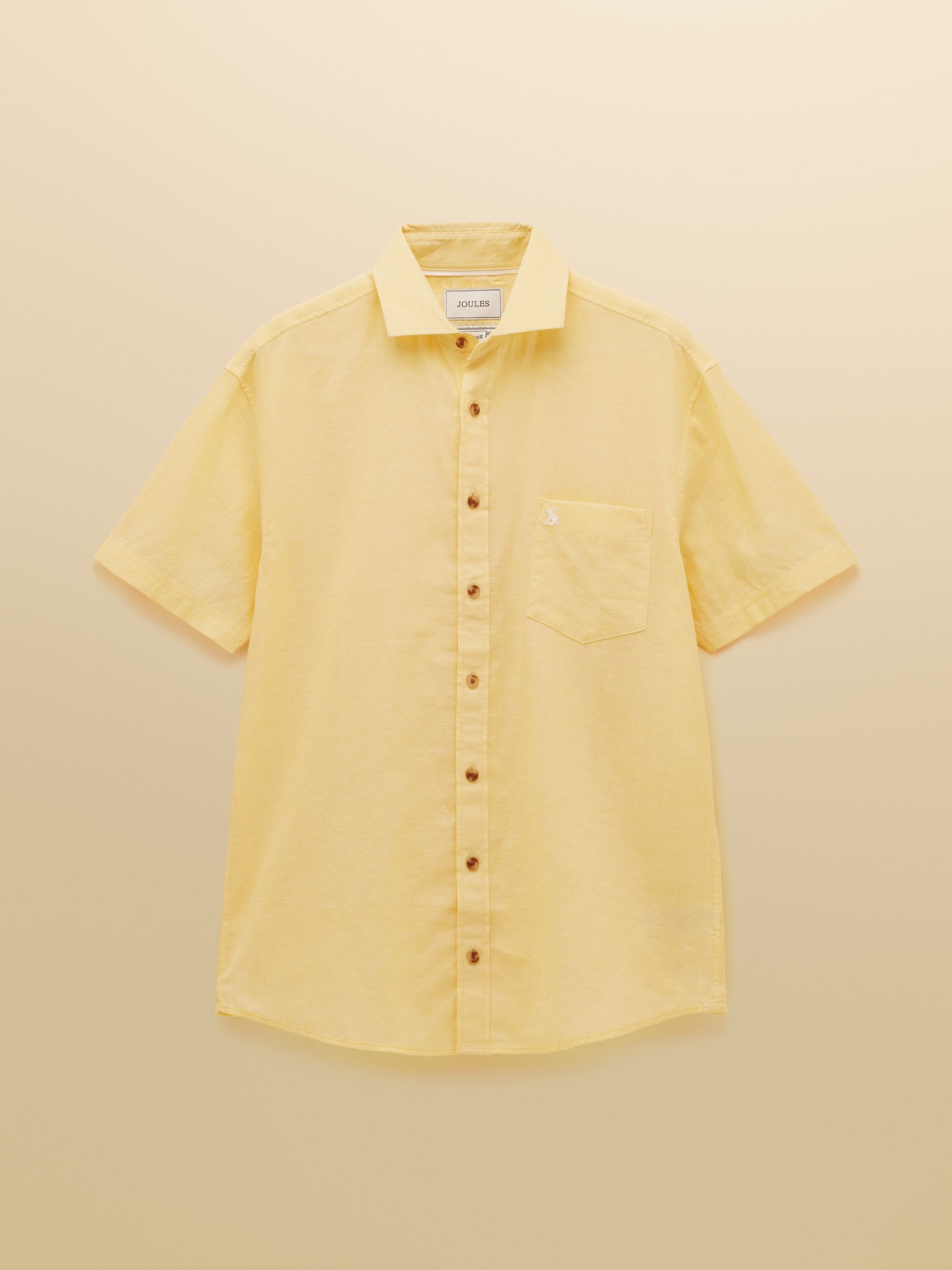 Linen Blend Yellow Short Sleeve Shirt - Image 10 of 10